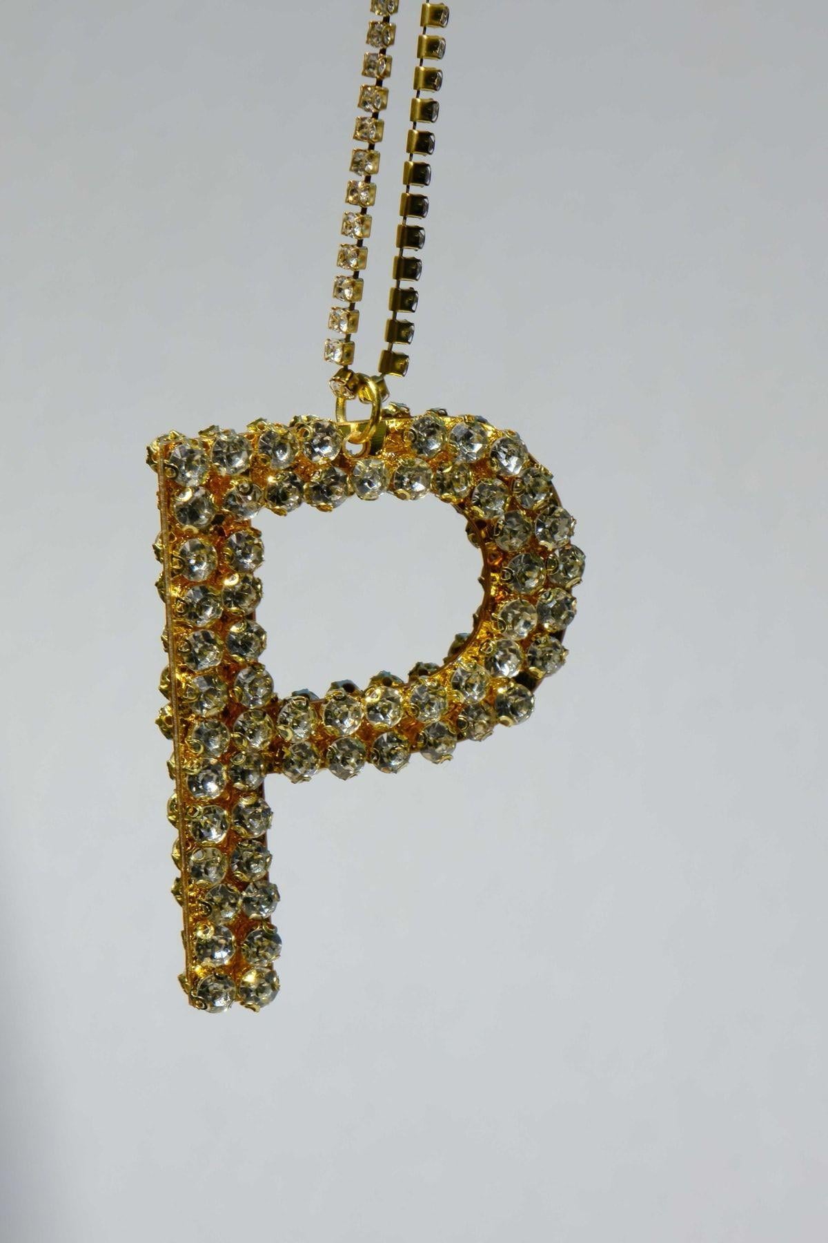 Gold 7 Cm p Harf Dikiz Süsü