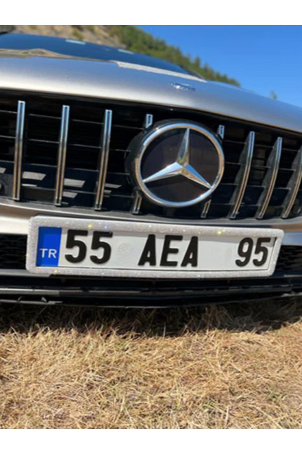 Gümüş Uyumlu Taşlı Oto Plakalık