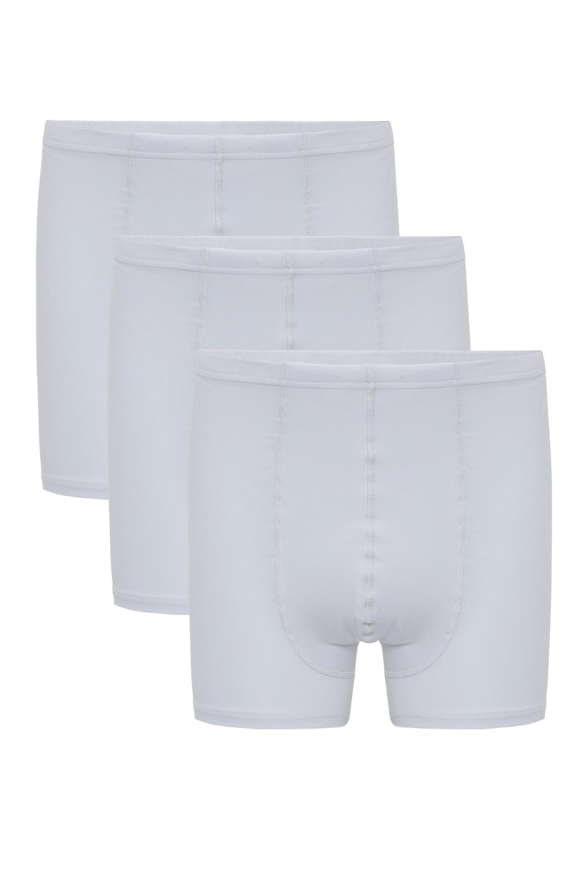 Erkek Beyaz 3’Lü Kıvırma Bel Boxer - 23201