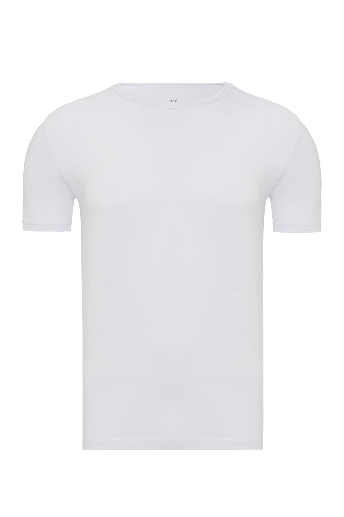 Erkek Beyaz Tekli Yuvarlak Yaka Bambu T-Shirt - 33500