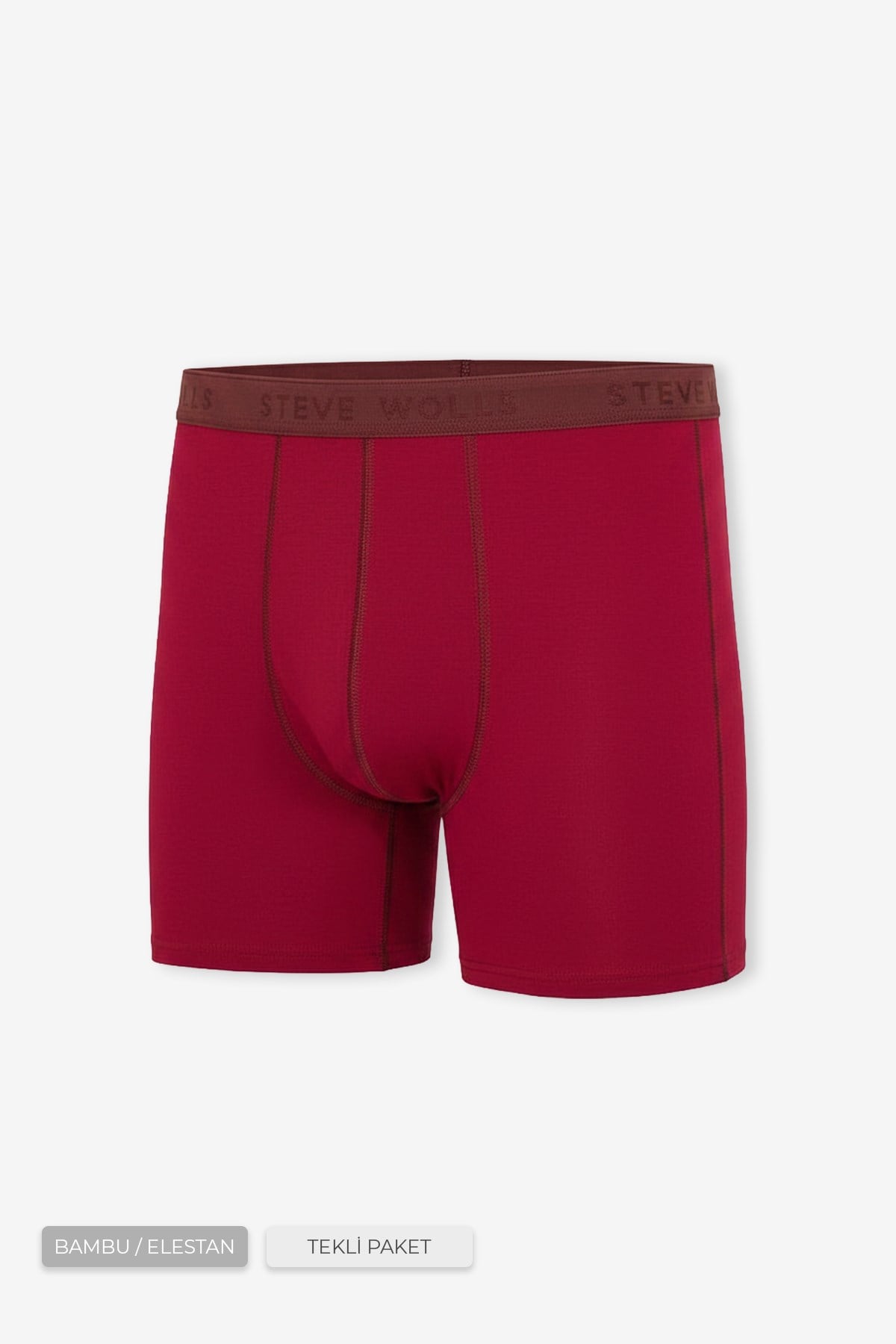 Erkek Bordo Tekli Uzun Paça Bambu Boxer - 25200