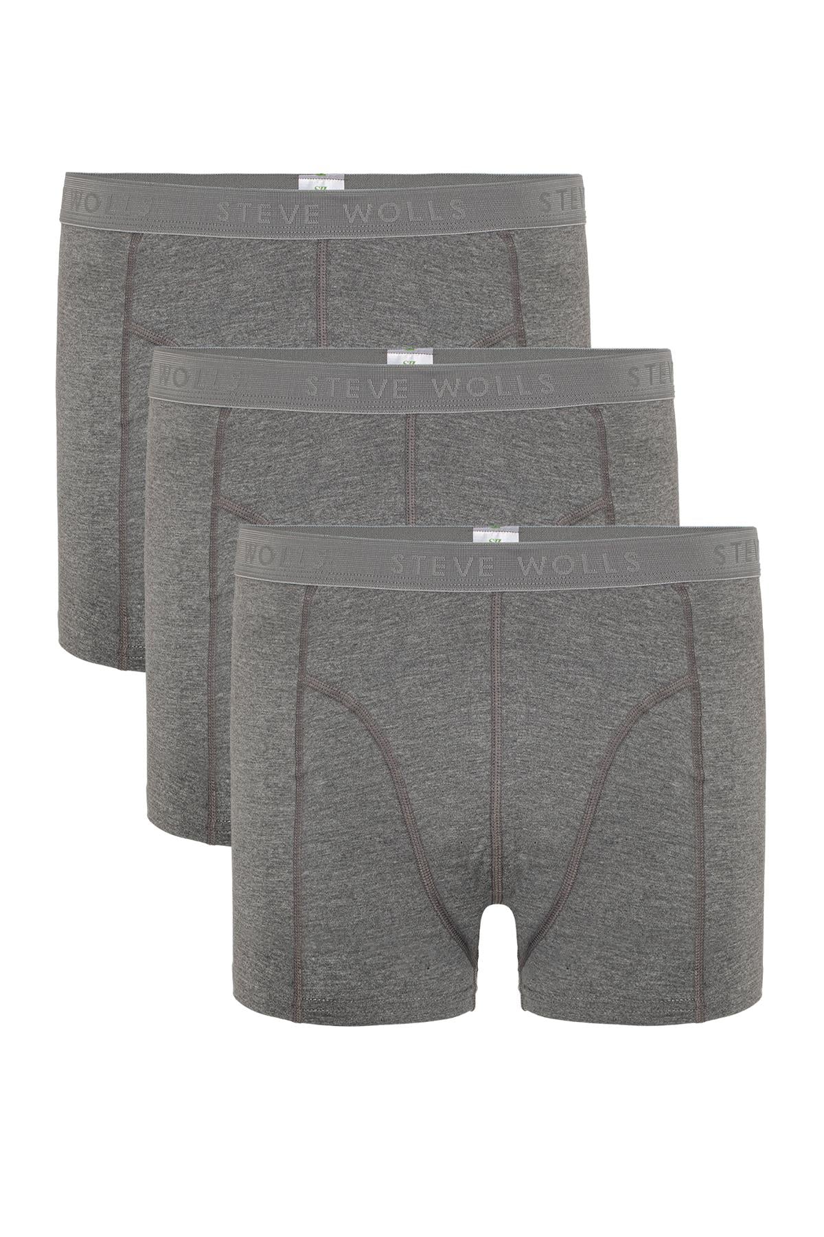 Erkek Gri 3’Lü Klasik Bambu Boxer - 25101