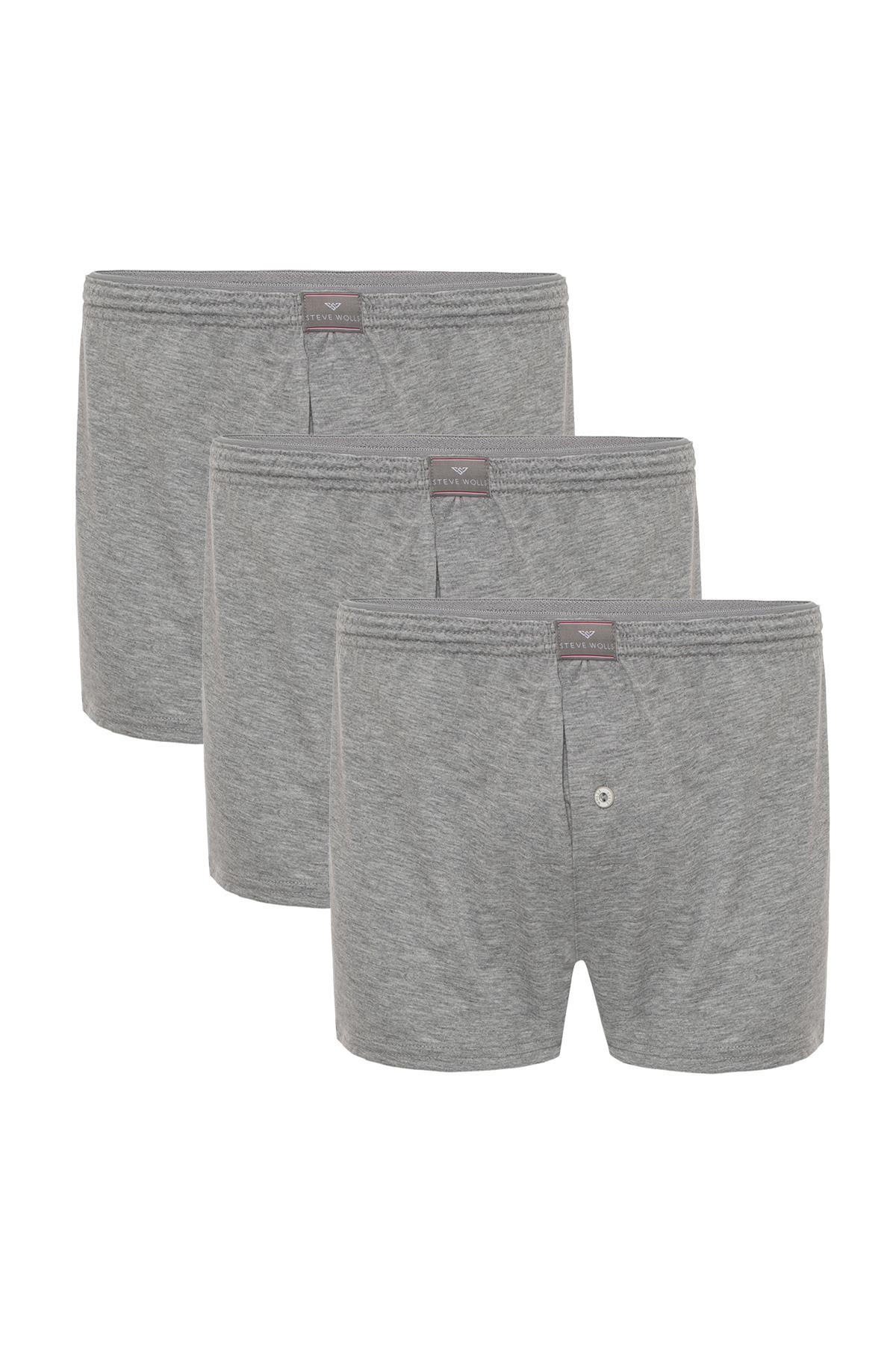 Erkek Gri 3’Lü Penye Boxer - 23702