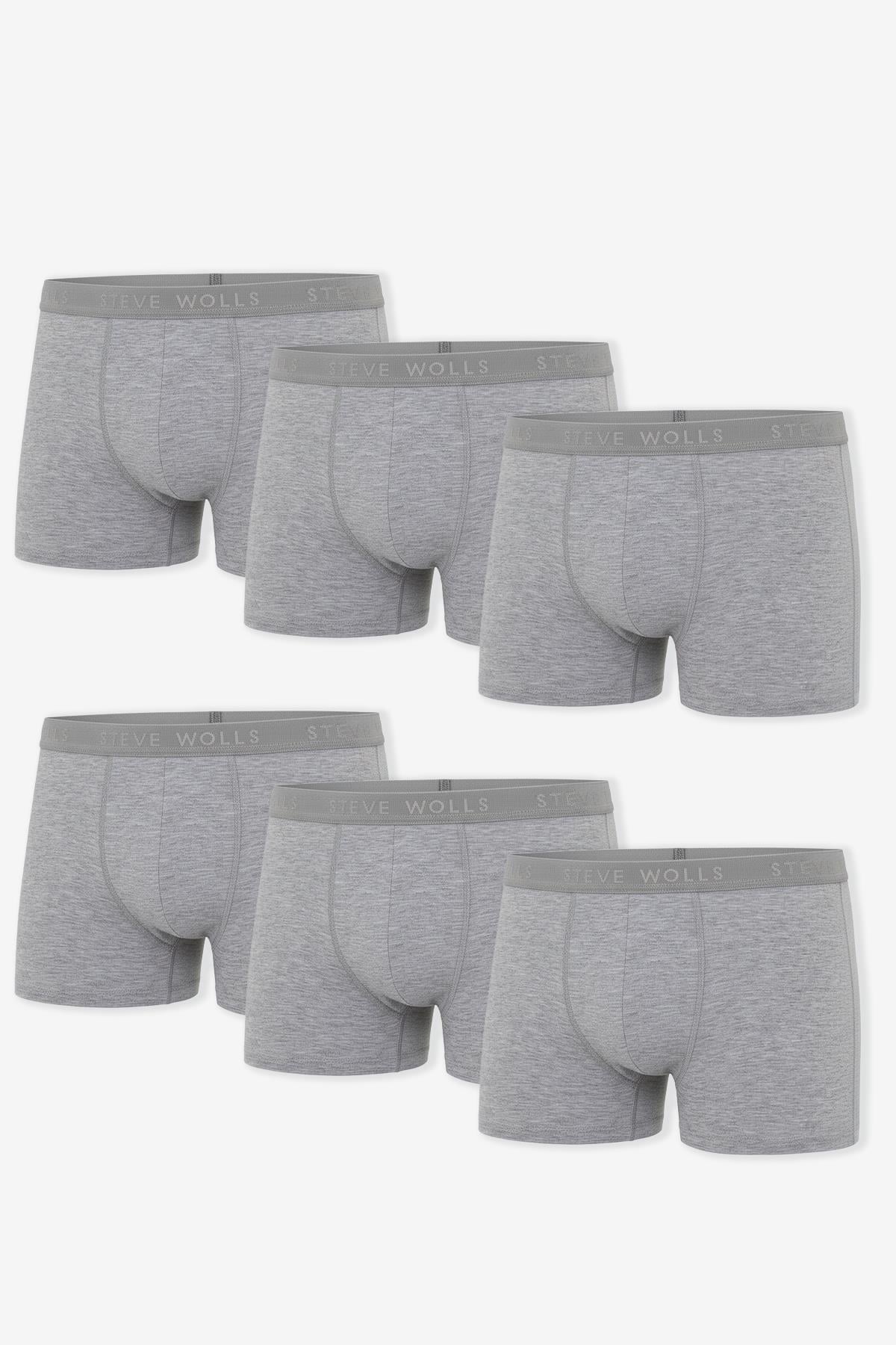 Erkek Gri 6’Lı Likralı Boxer - 24102