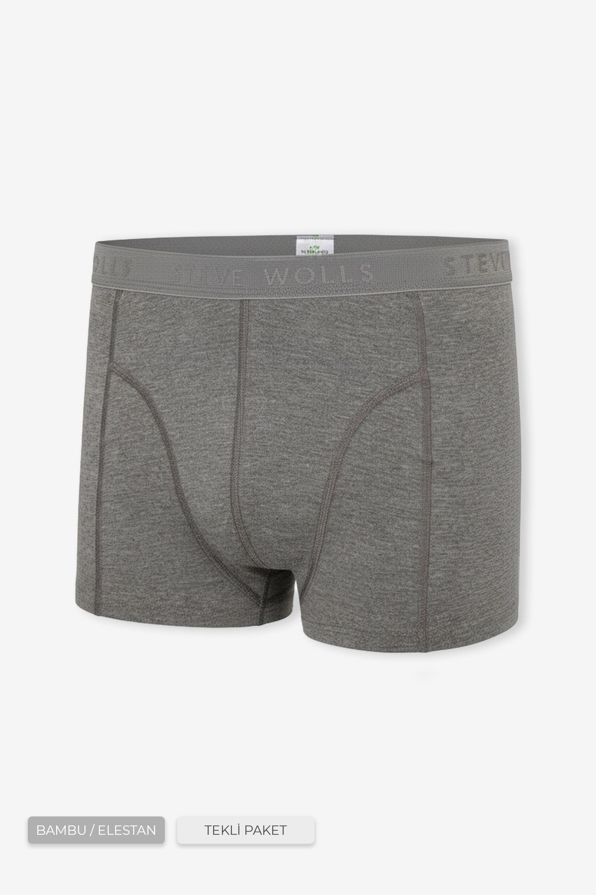 Erkek Gri Tekli Klasik Bambu Boxer - 25100