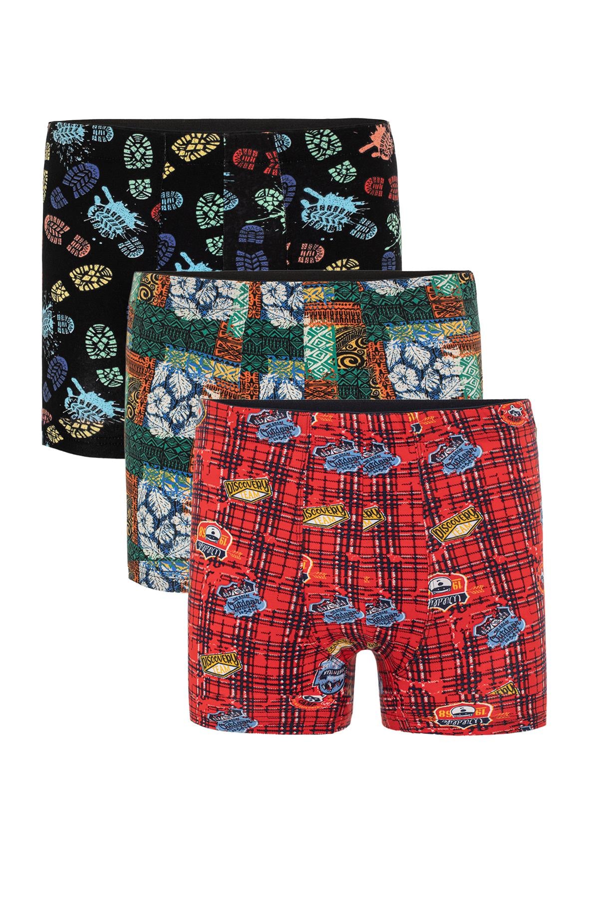 Erkek Karışık Desenli 3’Lü Boxer - 23651