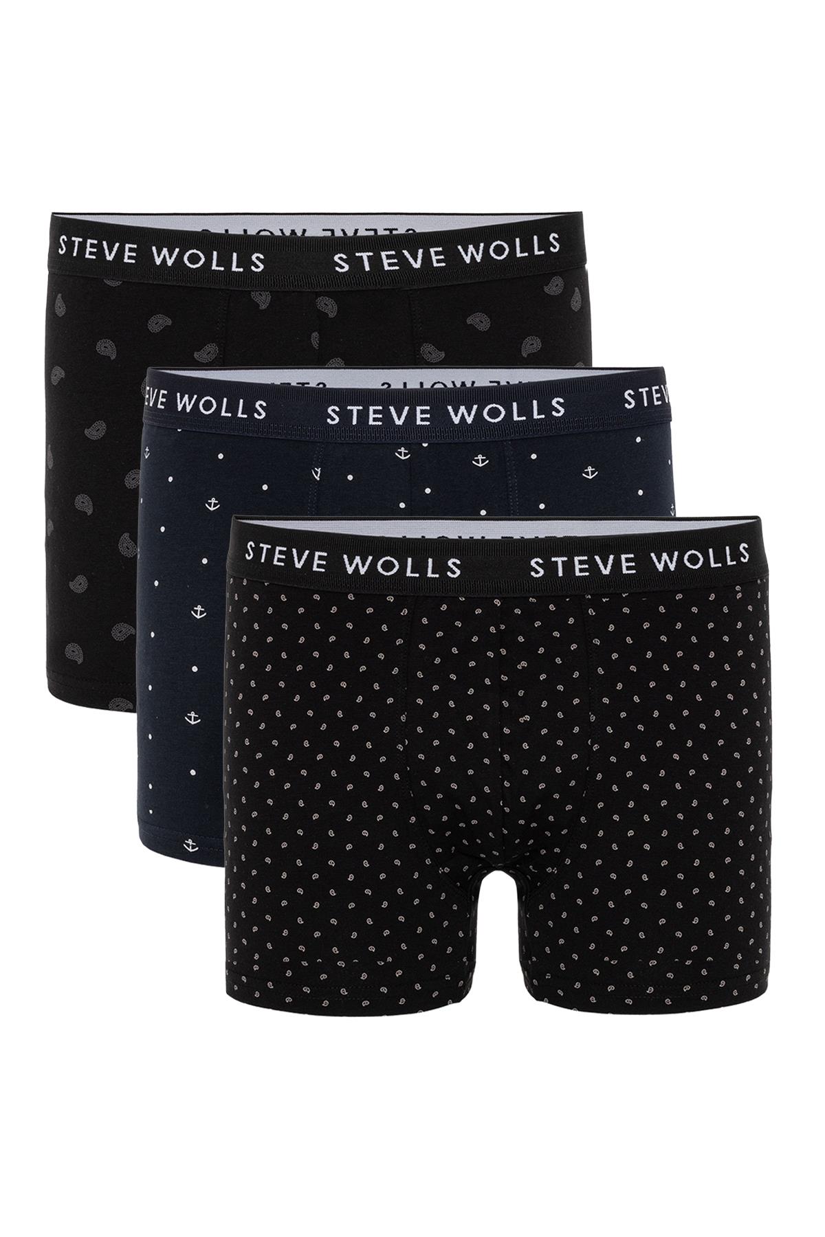 Erkek Karışık Desenli 3’Lü Boxer - 23654