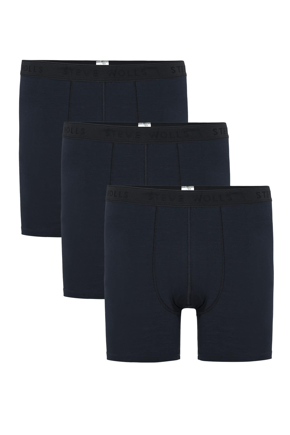 Erkek Lacivert 3’Lü Uzun Paça Bambu Boxer - 25201