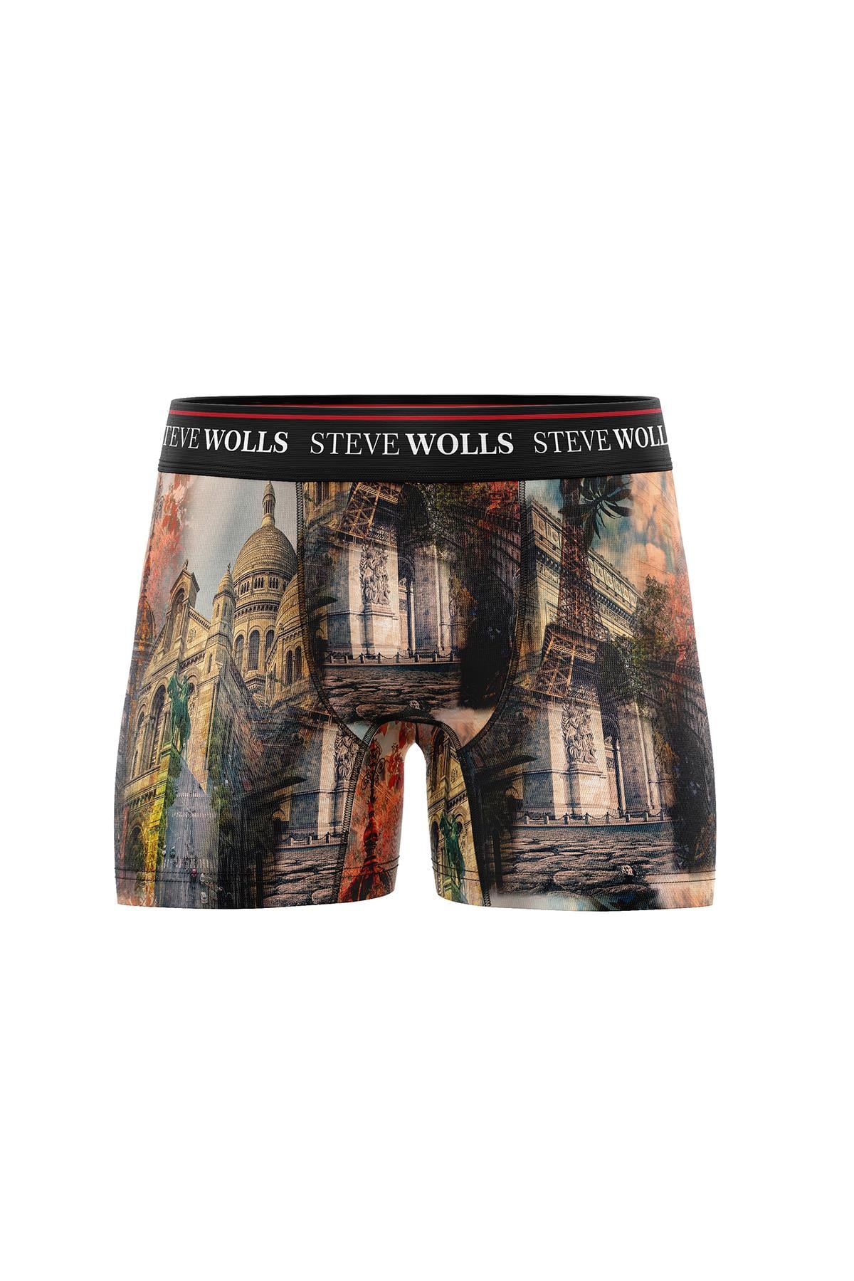 Erkek Paris Desenli Tekli Dijital Baskı Boxer - 1039