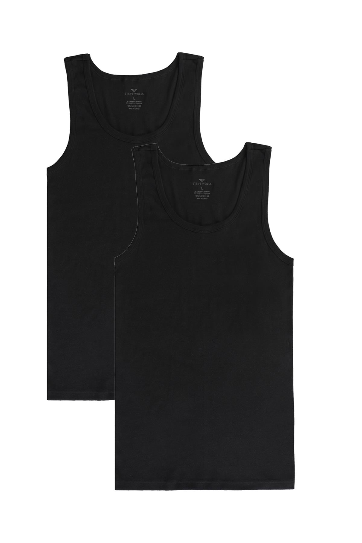 Erkek Siyah 2’Li Askılı Bambu Atlet - 33401