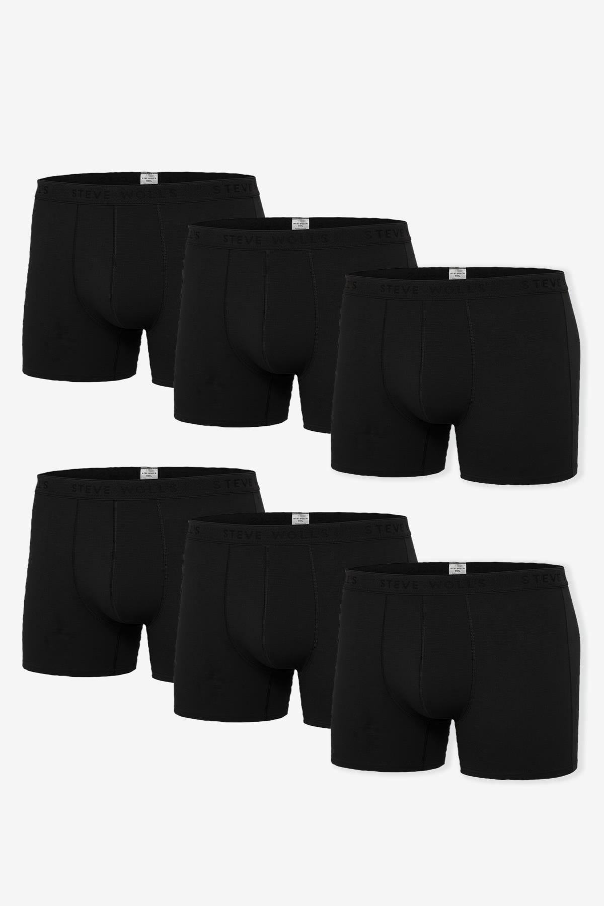 Erkek Siyah 6’Lı Likralı Boxer - 24102