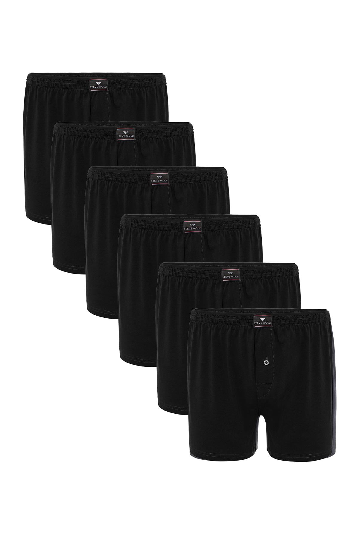 Erkek Siyah 6’Lı Penye Boxer - 23701