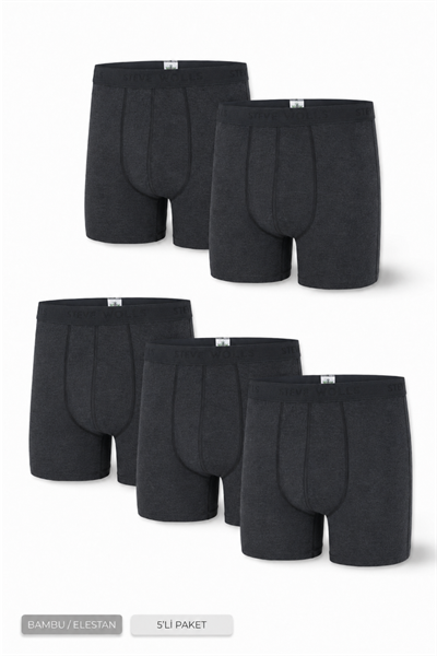 Erkek Antrasit 5’Li Uzun Paça Bambu Boxer - 25203