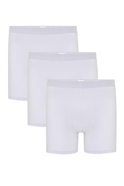 Erkek Beyaz 3’Lü Uzun Paça Bambu Boxer - 25201