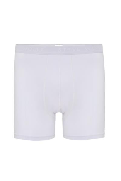 Erkek Beyaz Tekli Uzun Paça Bambu Boxer - 25200