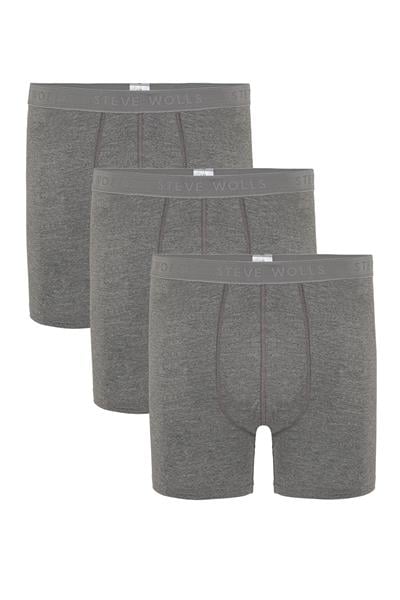 Erkek Gri 3’Lü Uzun Paça Bambu Boxer - 25201