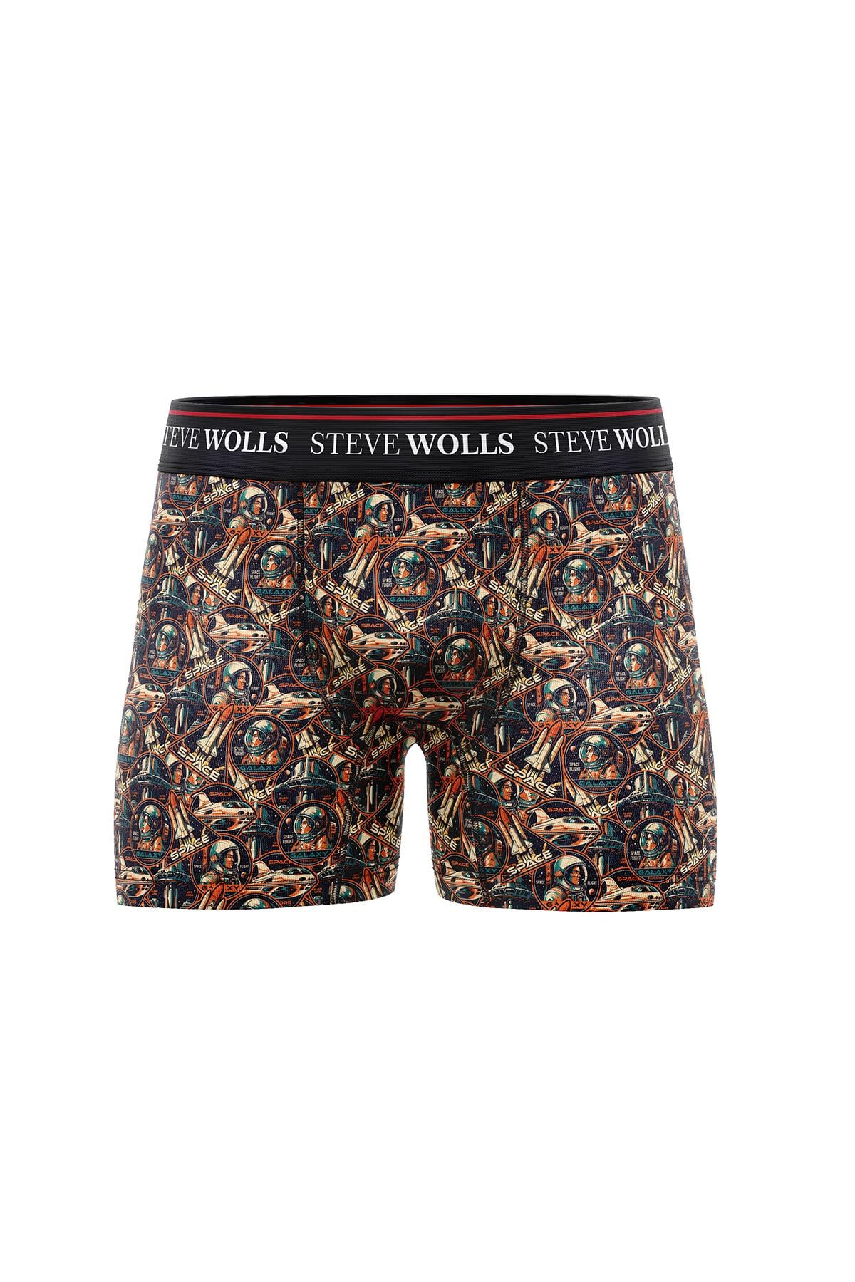 Erkek Astronot Desenli Tekli Dijital Baskı Boxer - 1042