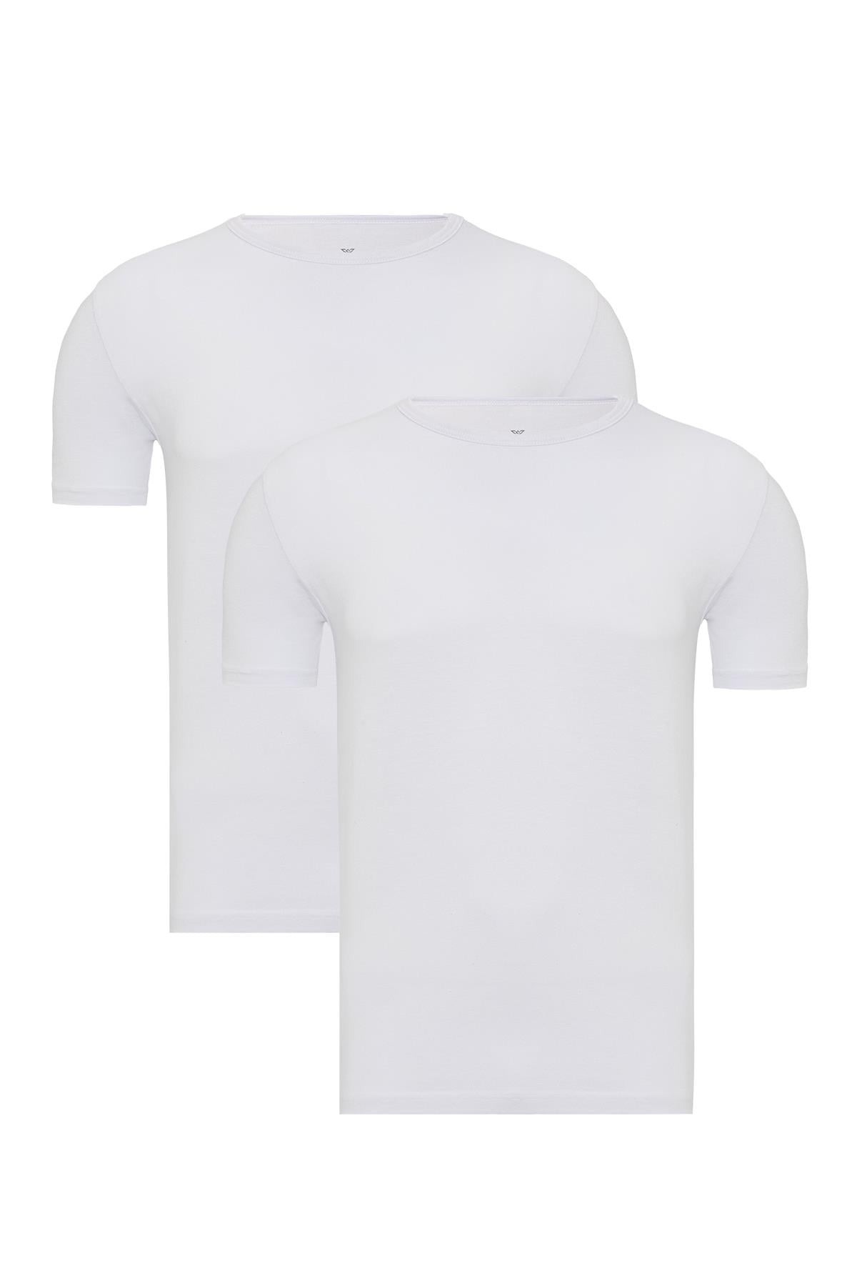 Erkek Beyaz 2’Li Yuvarlak Yaka Bambu T-Shirt - 33501