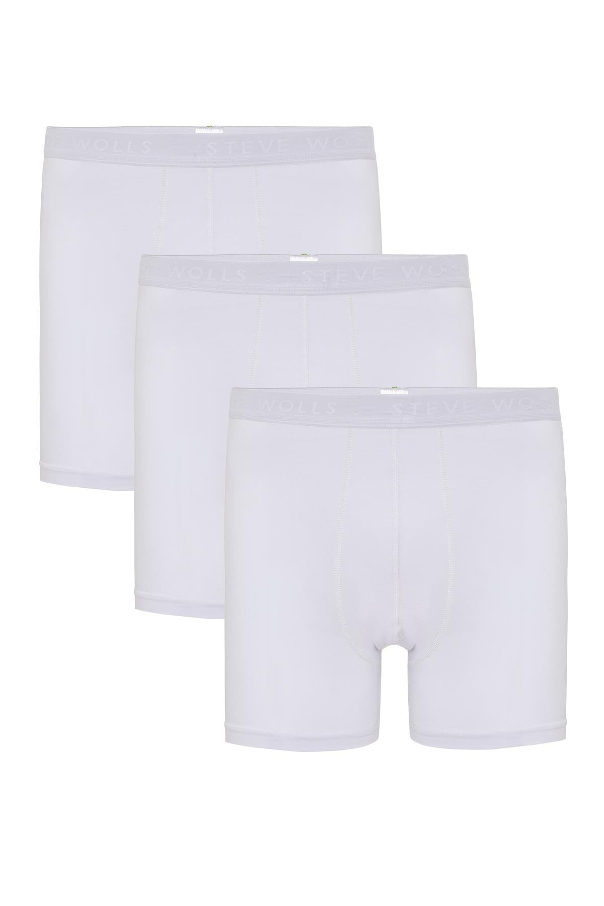 Erkek Beyaz 3’Lü Uzun Paça Bambu Boxer - 25201