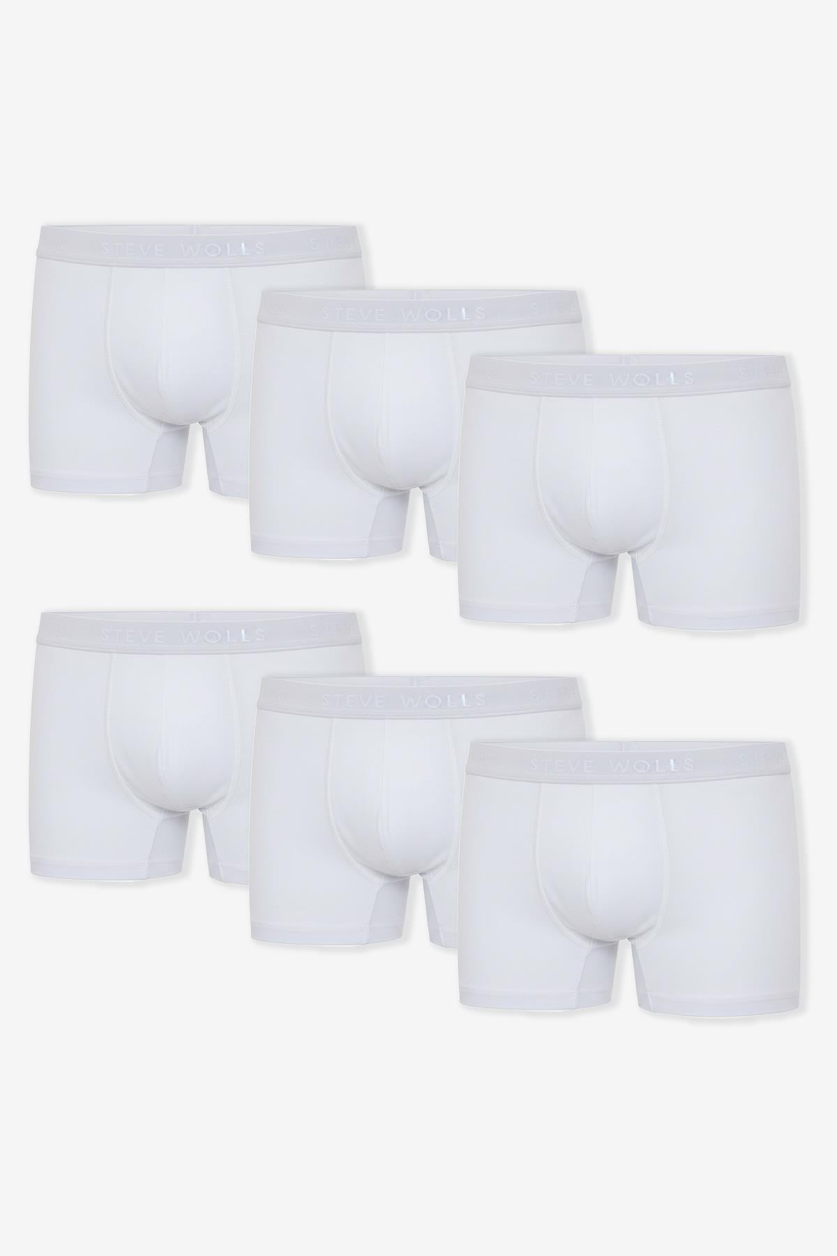 Erkek Beyaz 6’Lı Likralı Boxer - 24102