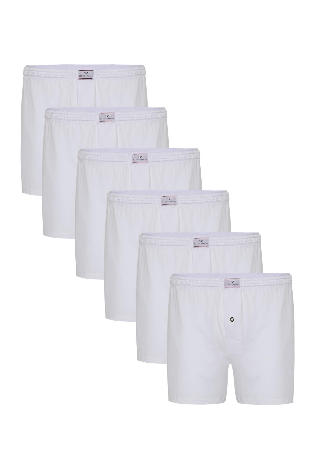 Erkek Beyaz 6’Lı Penye Boxer - 23701