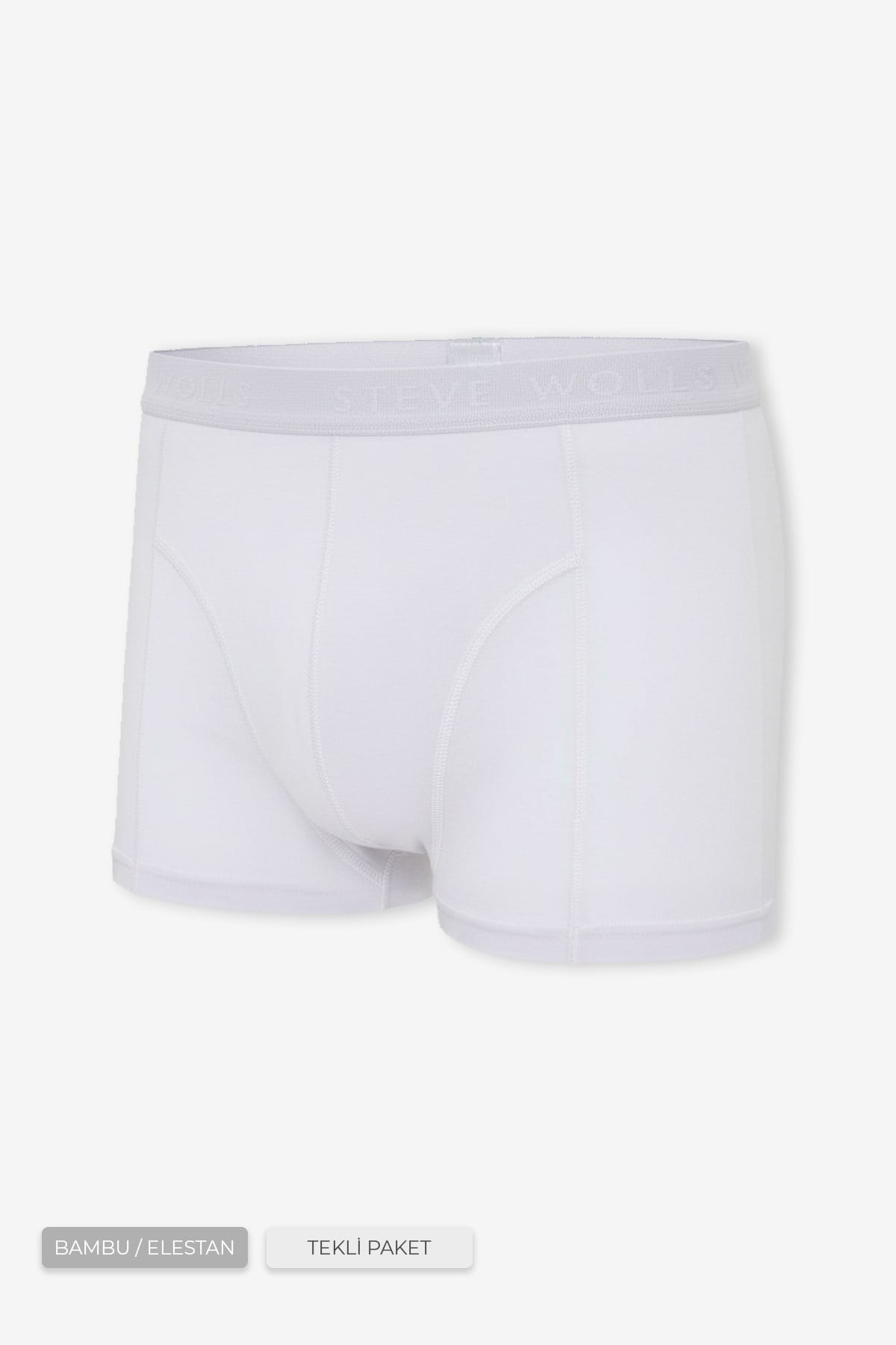 Erkek Beyaz Tekli Klasik Bambu Boxer - 25100