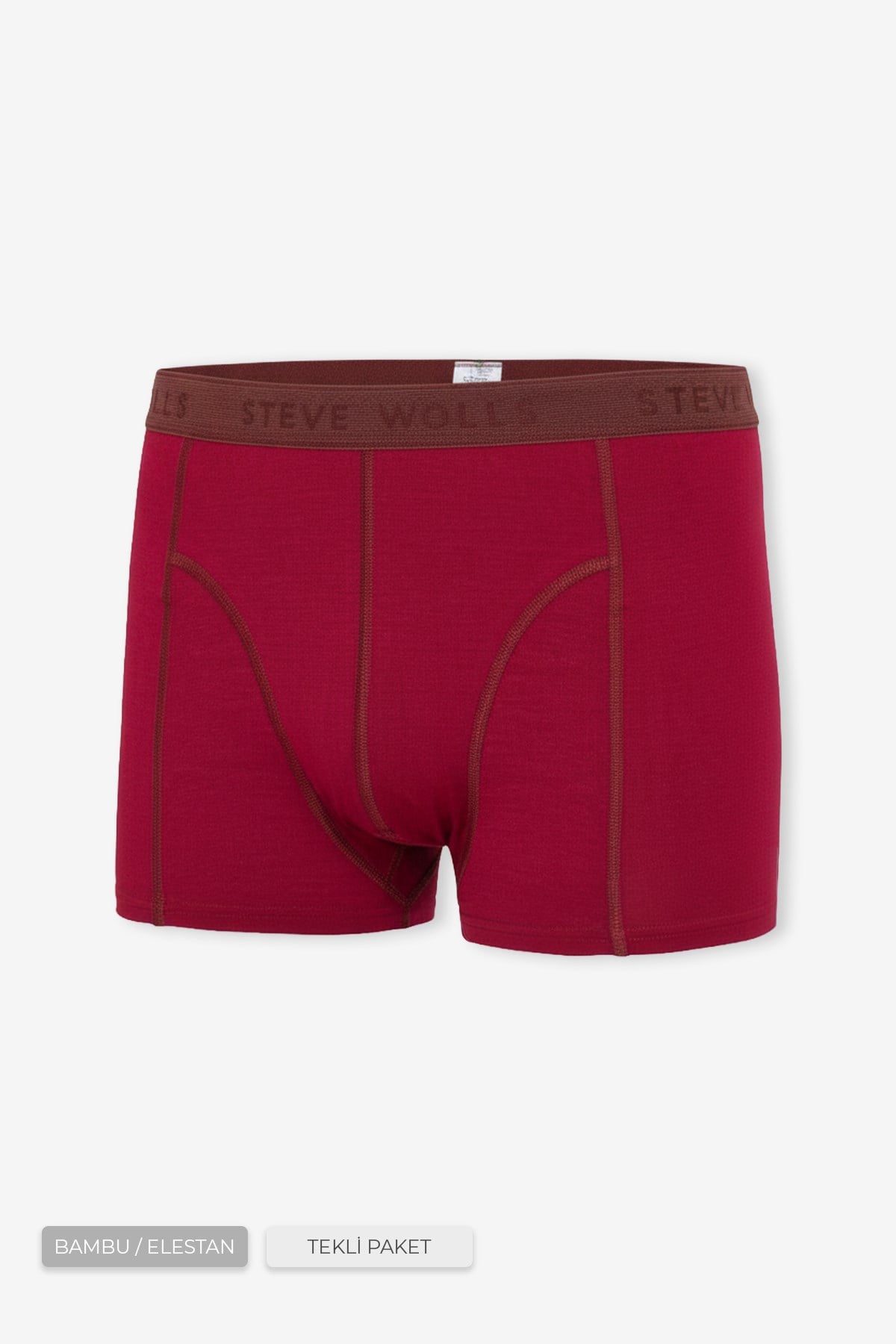 Erkek Bordo Tekli Klasik Bambu Boxer - 25100