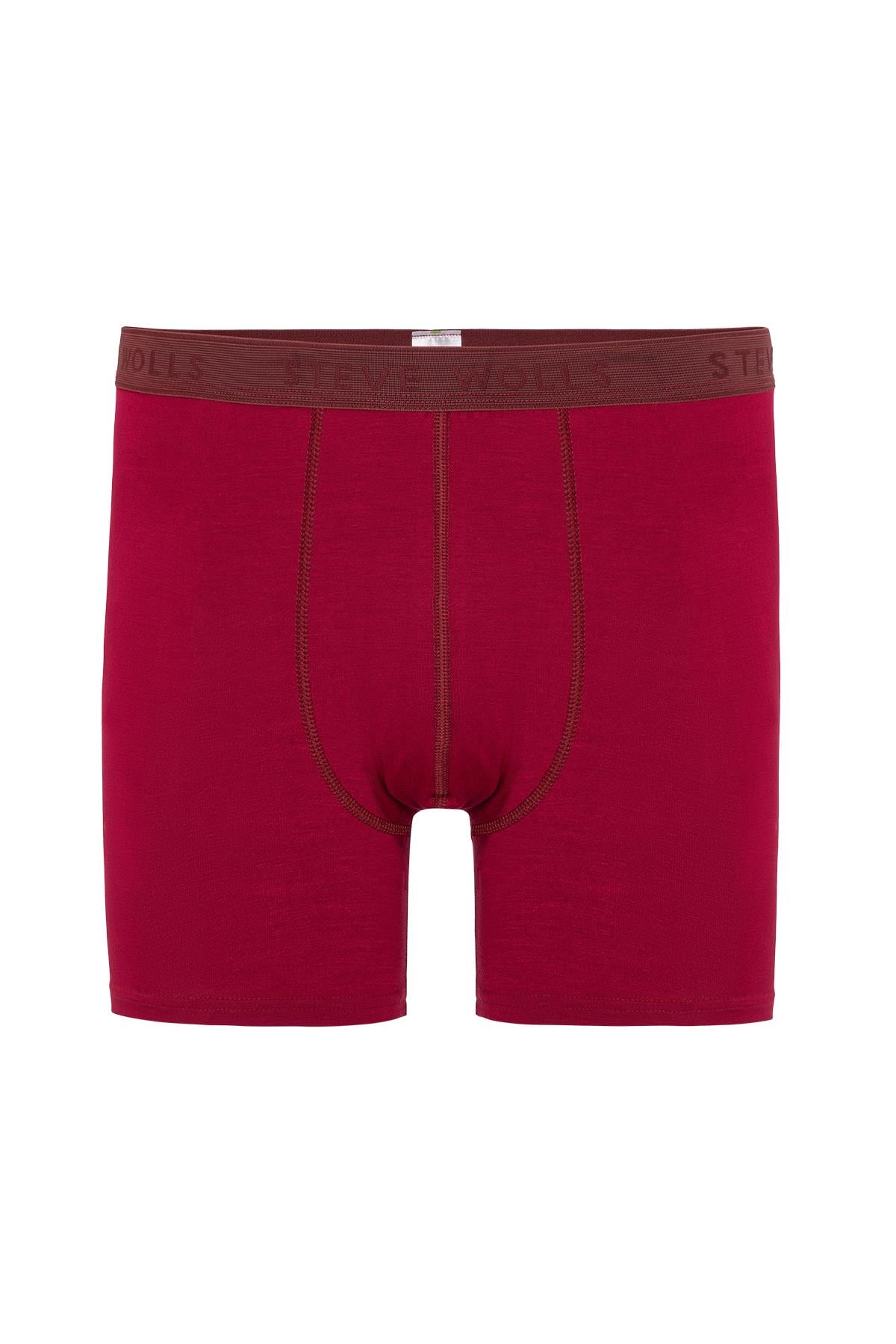 Erkek Bordo Tekli Uzun Paça Bambu Boxer - 25200