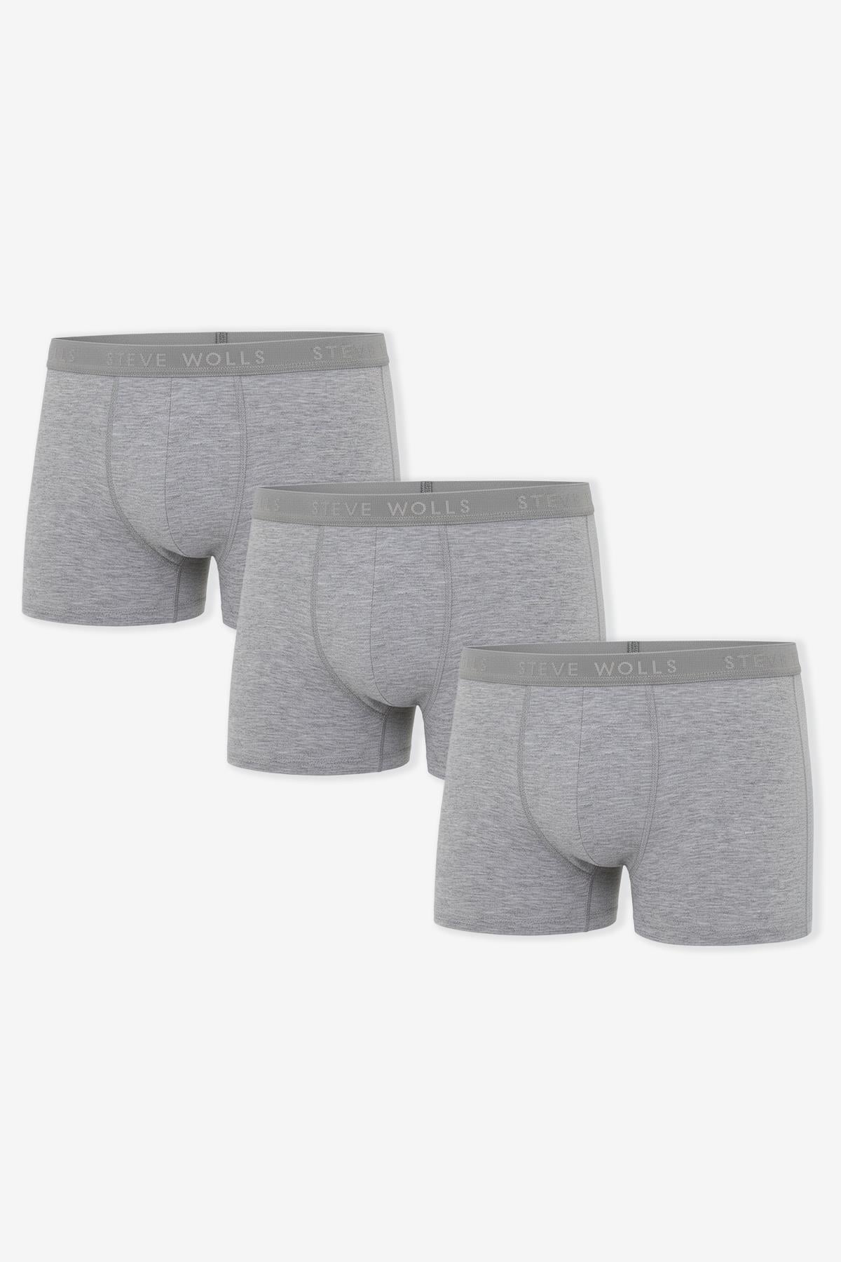 Erkek Gri 3’Lü Likralı Boxer - 24101