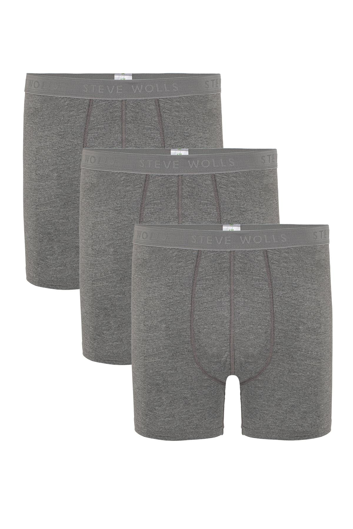 Erkek Gri 3’Lü Uzun Paça Bambu Boxer - 25201