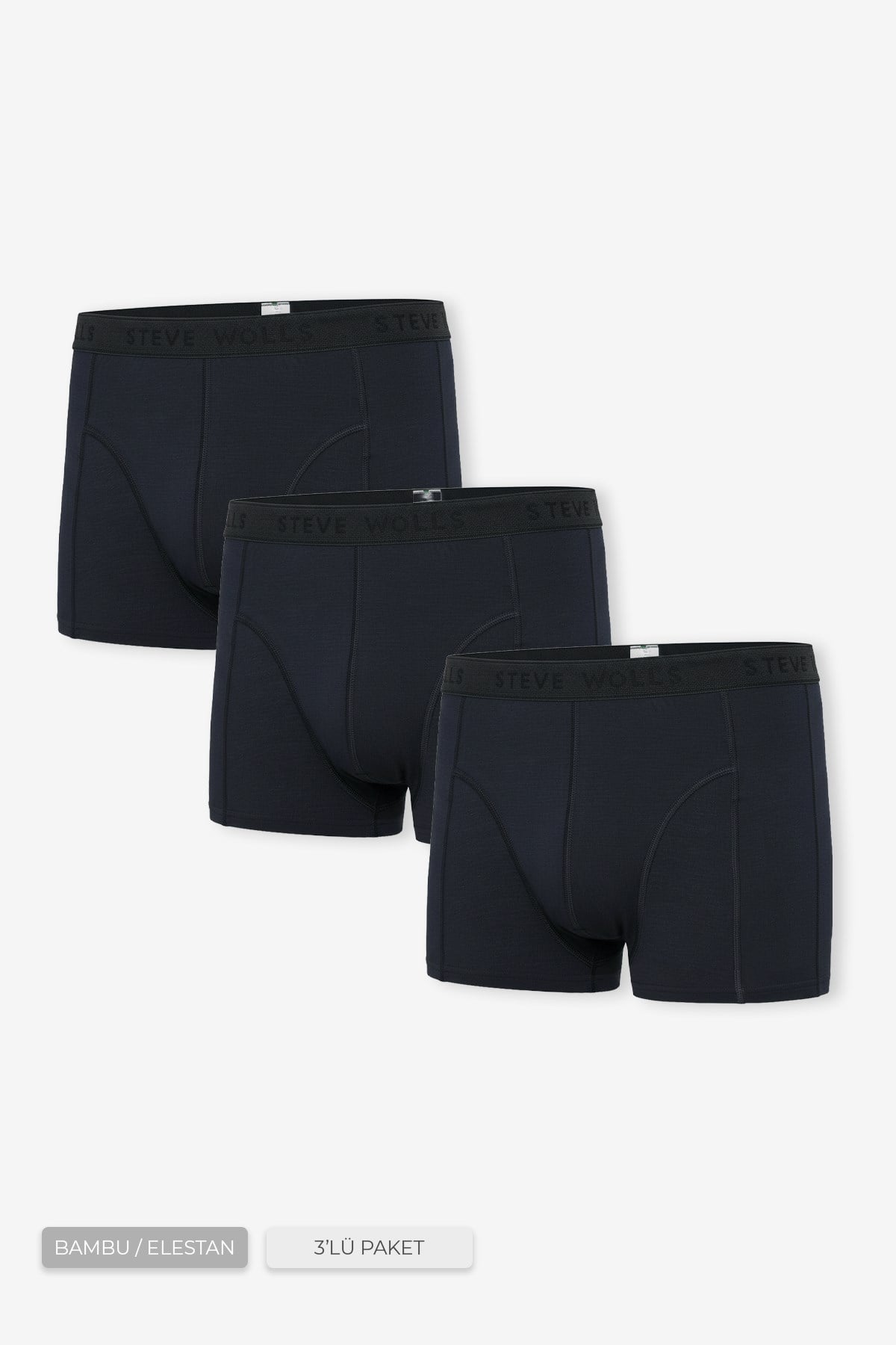 Erkek Lacivert 3’Lü Klasik Bambu Boxer - 25101