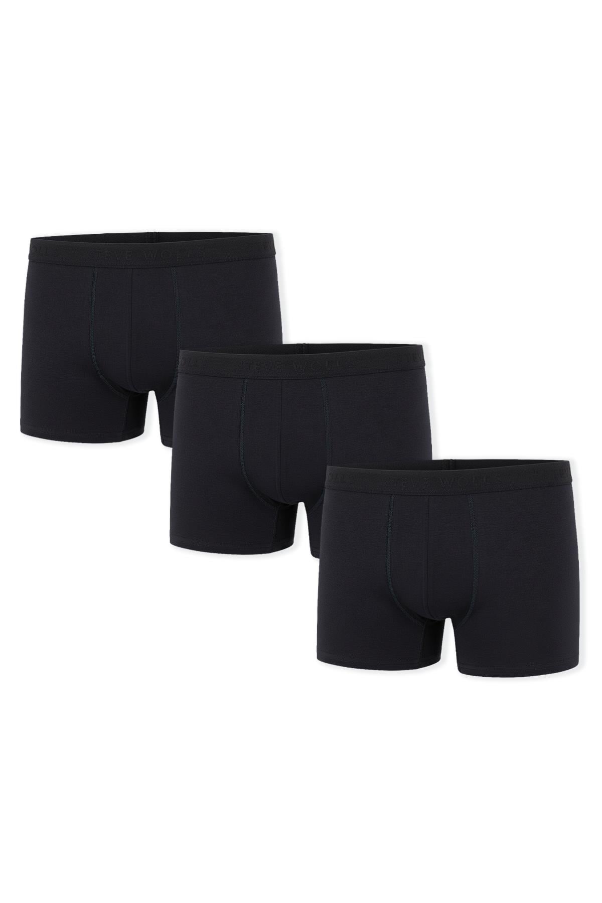 Erkek Lacivert 3’Lü Likralı Boxer - 24101