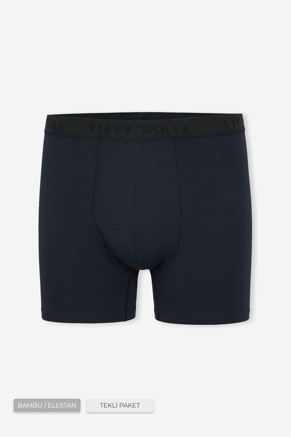 Erkek Lacivert Tekli Uzun Paça Bambu Boxer - 25200