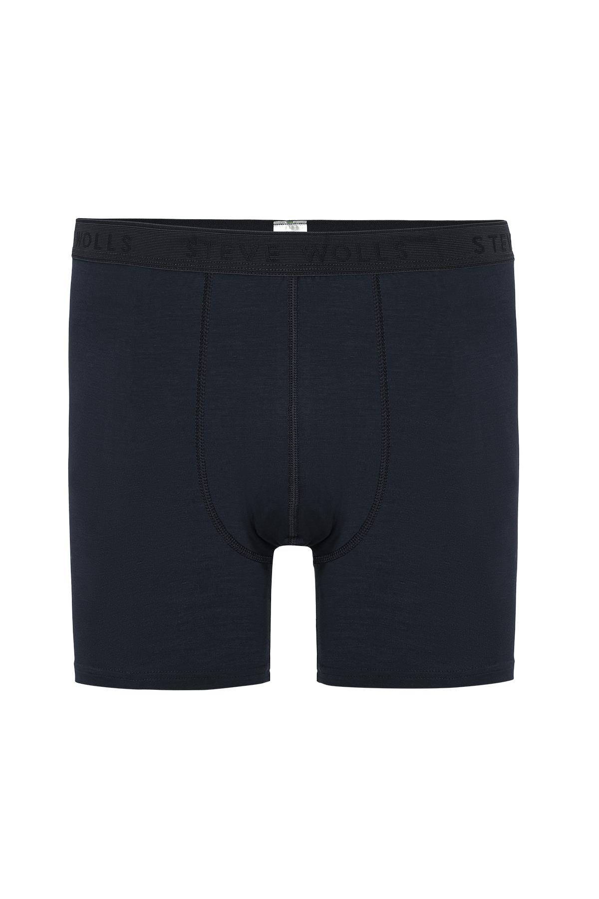 Erkek Lacivert Tekli Uzun Paça Bambu Boxer - 25200