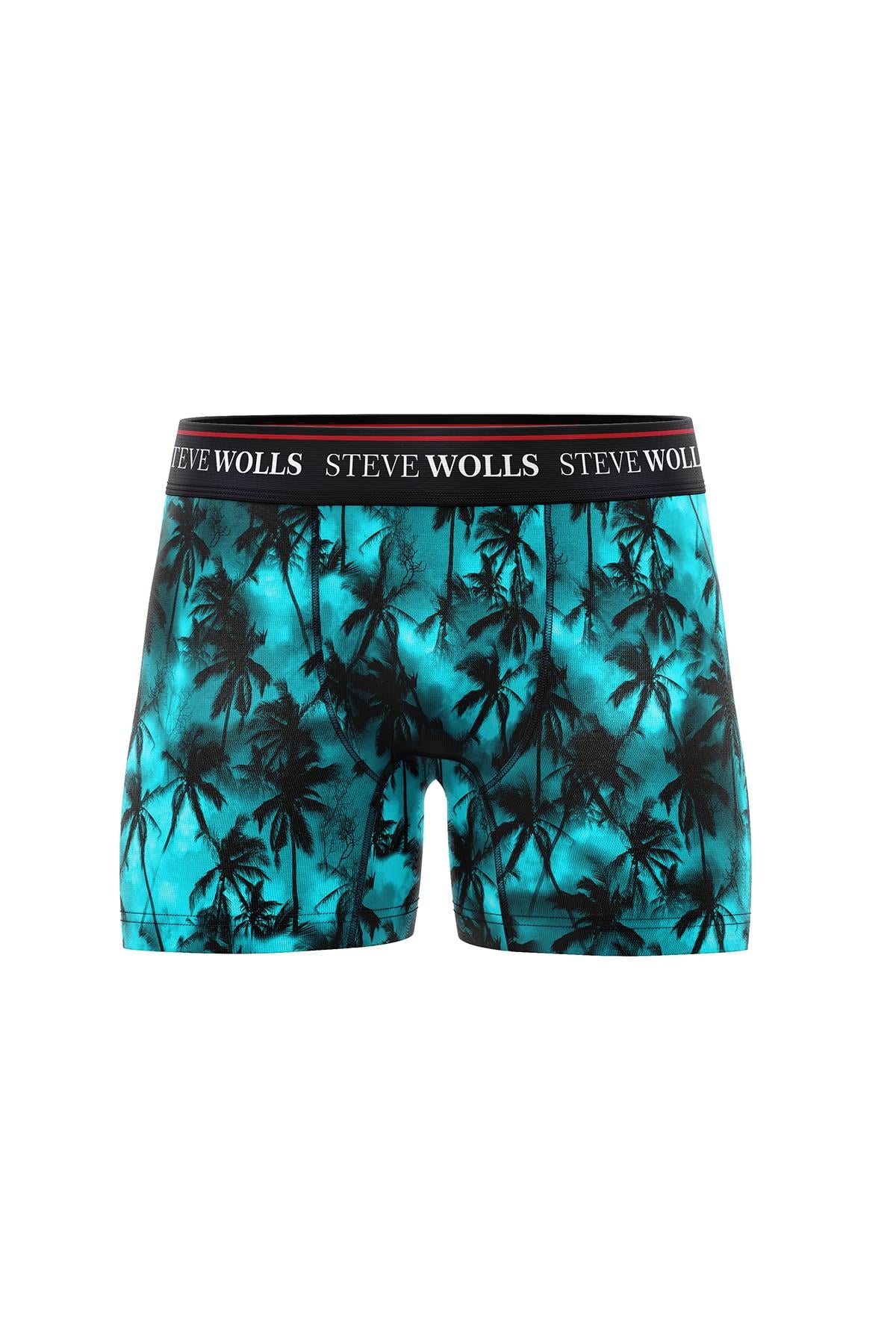 Erkek Palmiye Desenli Tekli Dijital Baskı Boxer - 1038