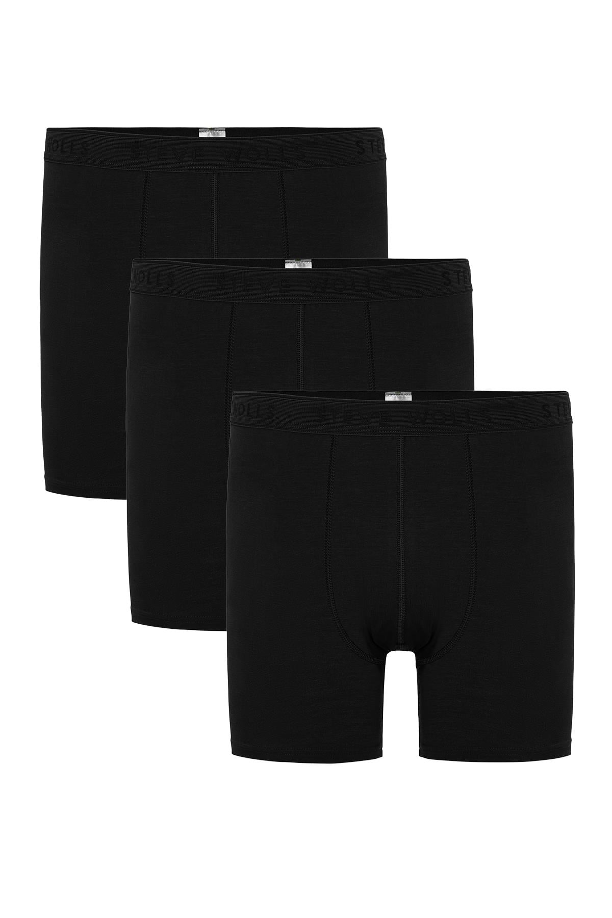 Erkek Siyah 3’Lü Uzun Paça Bambu Boxer - 25201