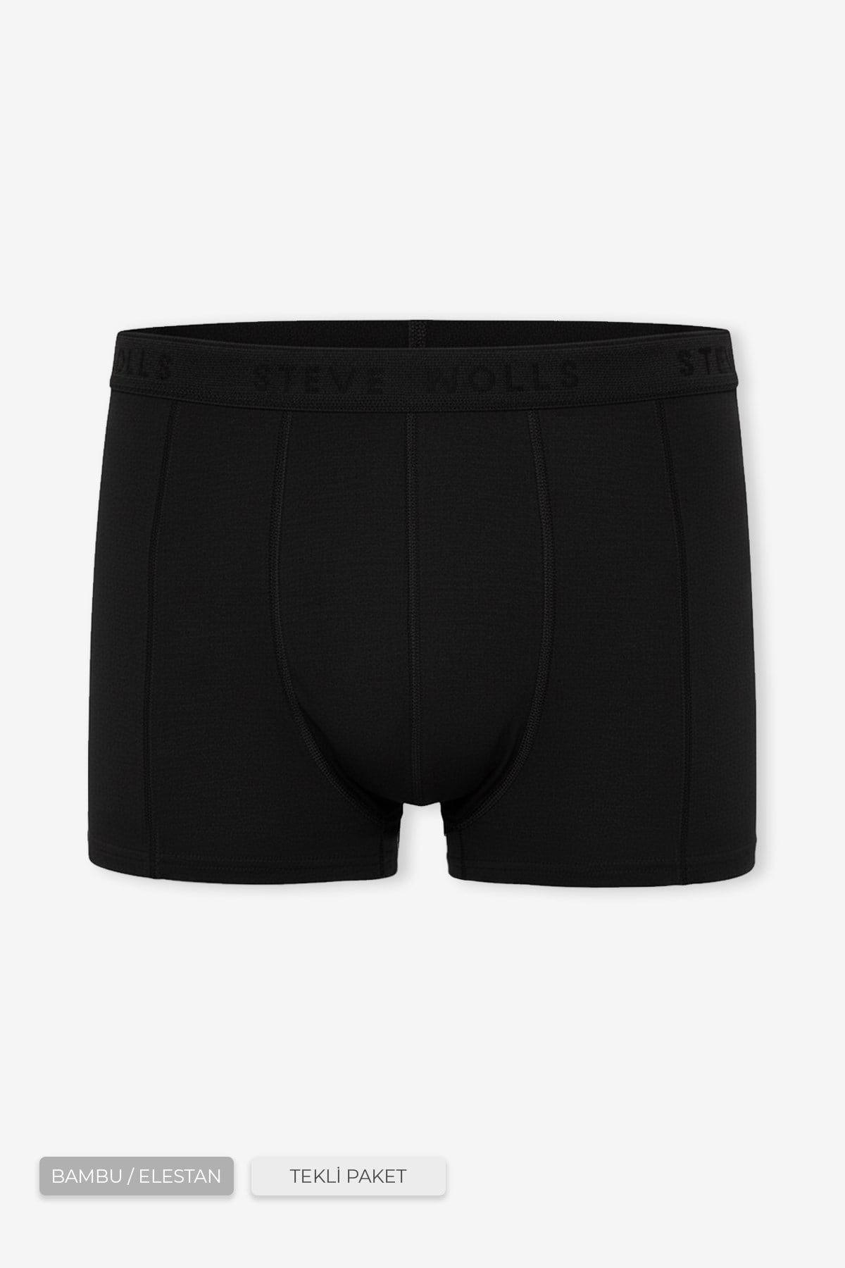 Erkek Siyah Tekli Klasik Bambu Boxer - 25100