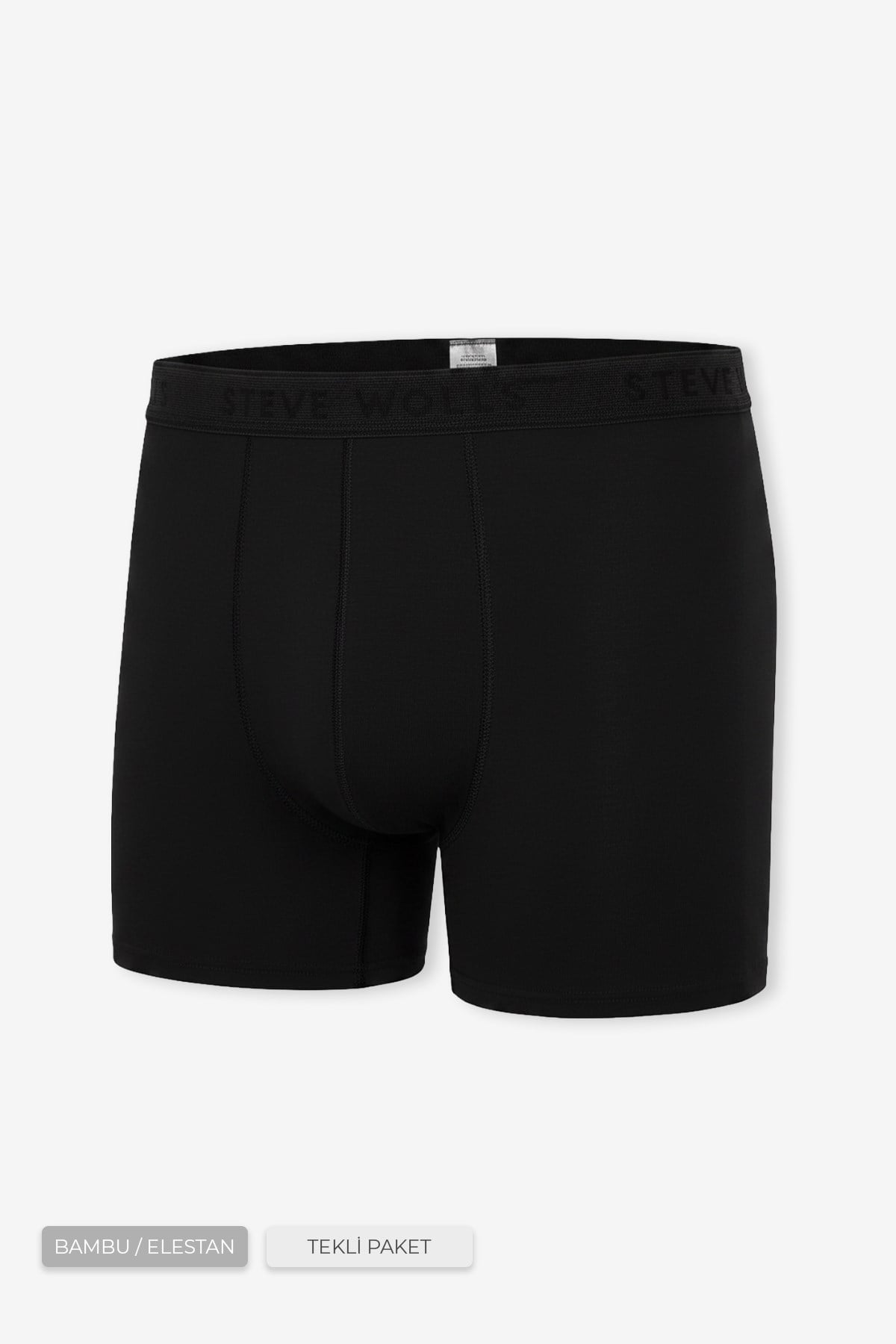 Erkek Siyah Tekli Uzun Paça Bambu Boxer - 25200