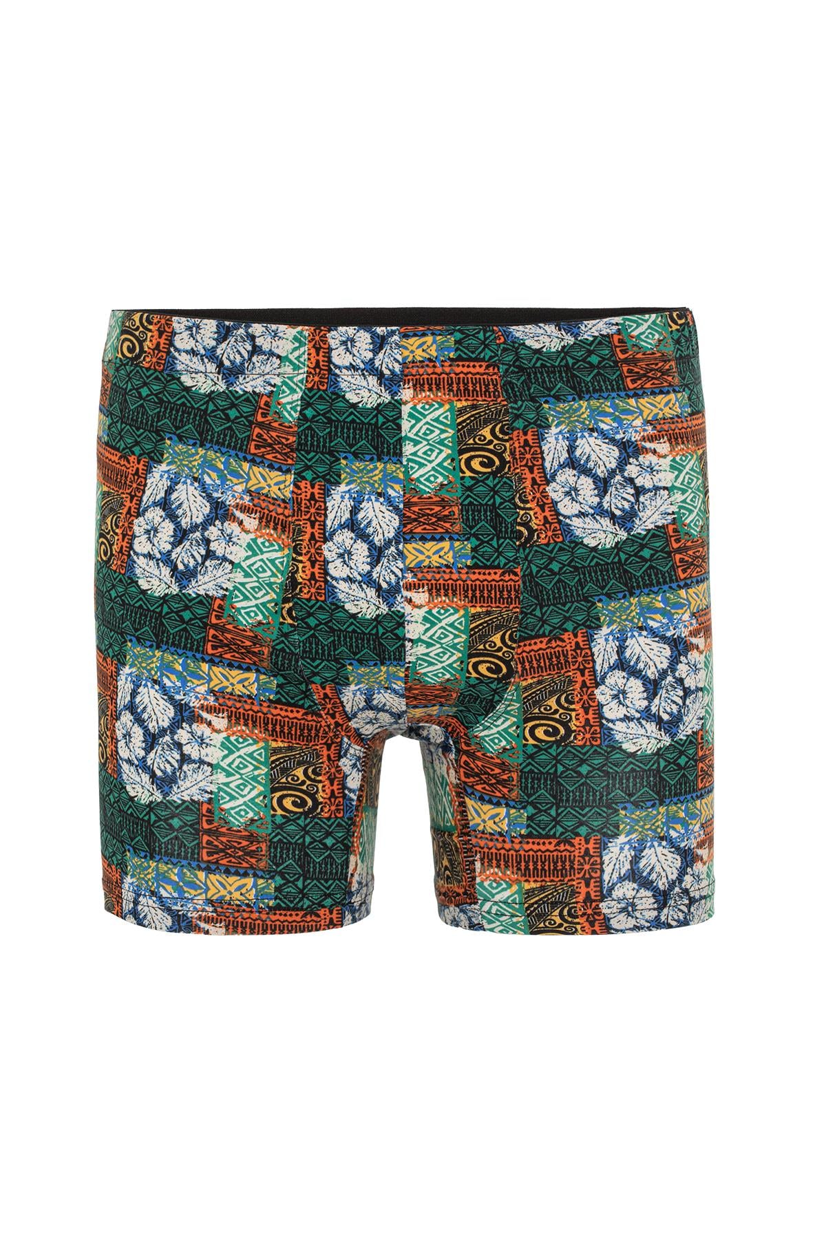 Erkek Yeşil Afrika Desenli Tekli Boxer - 23400