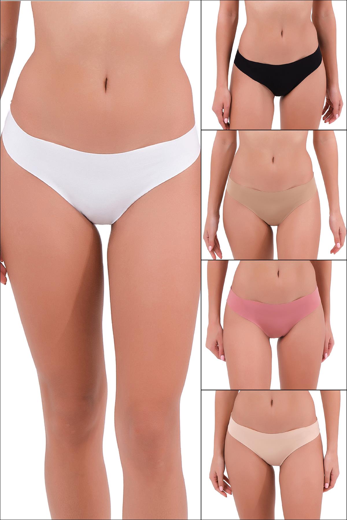 Kadın Renkli 5’li Lazer Kesim Slip Külot - 9505