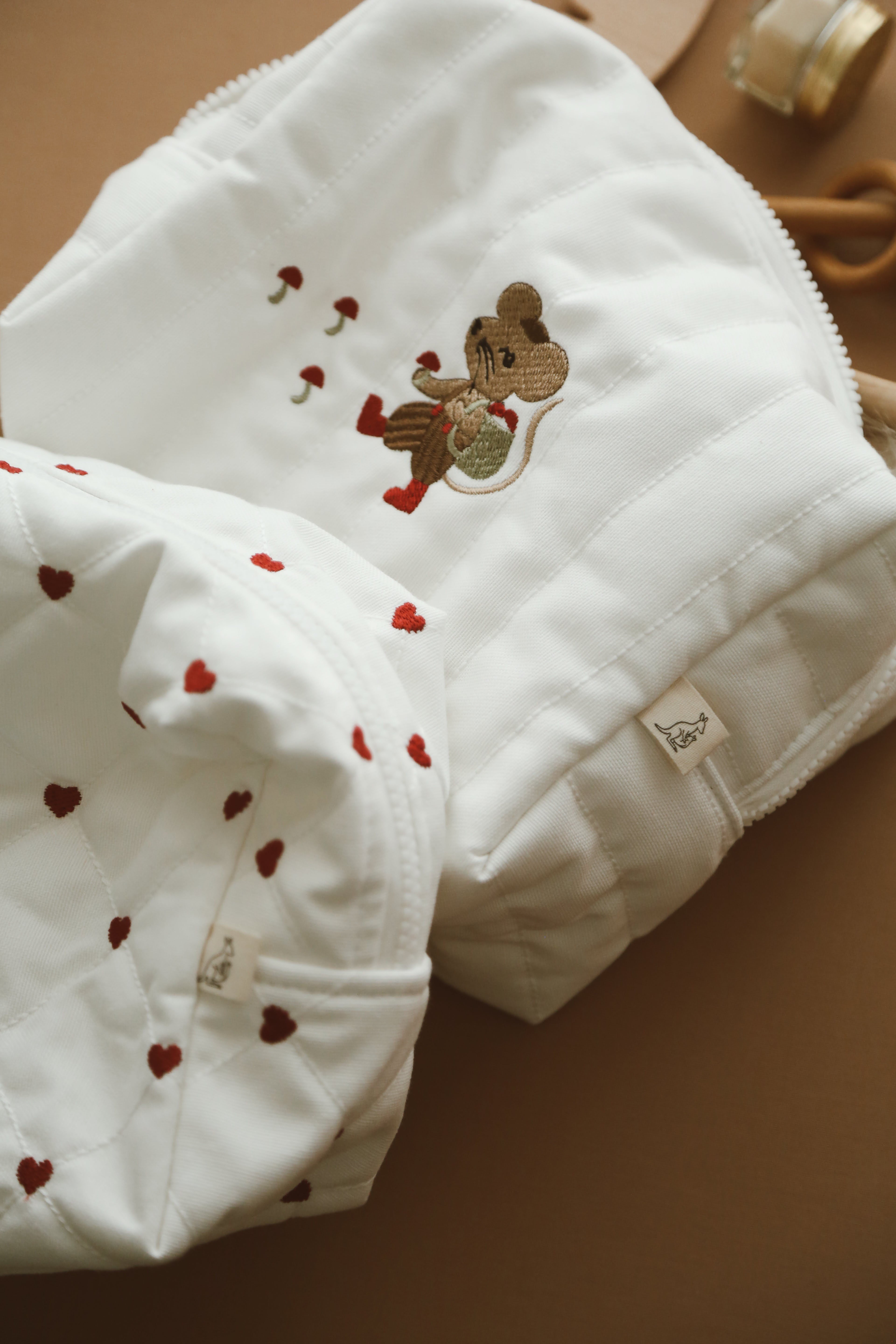 DERY BABY %100 KETEN FARE NAKIŞLI Anne Bebek Bakım Çantası, Kozmetik Çantası Ve Organizer
