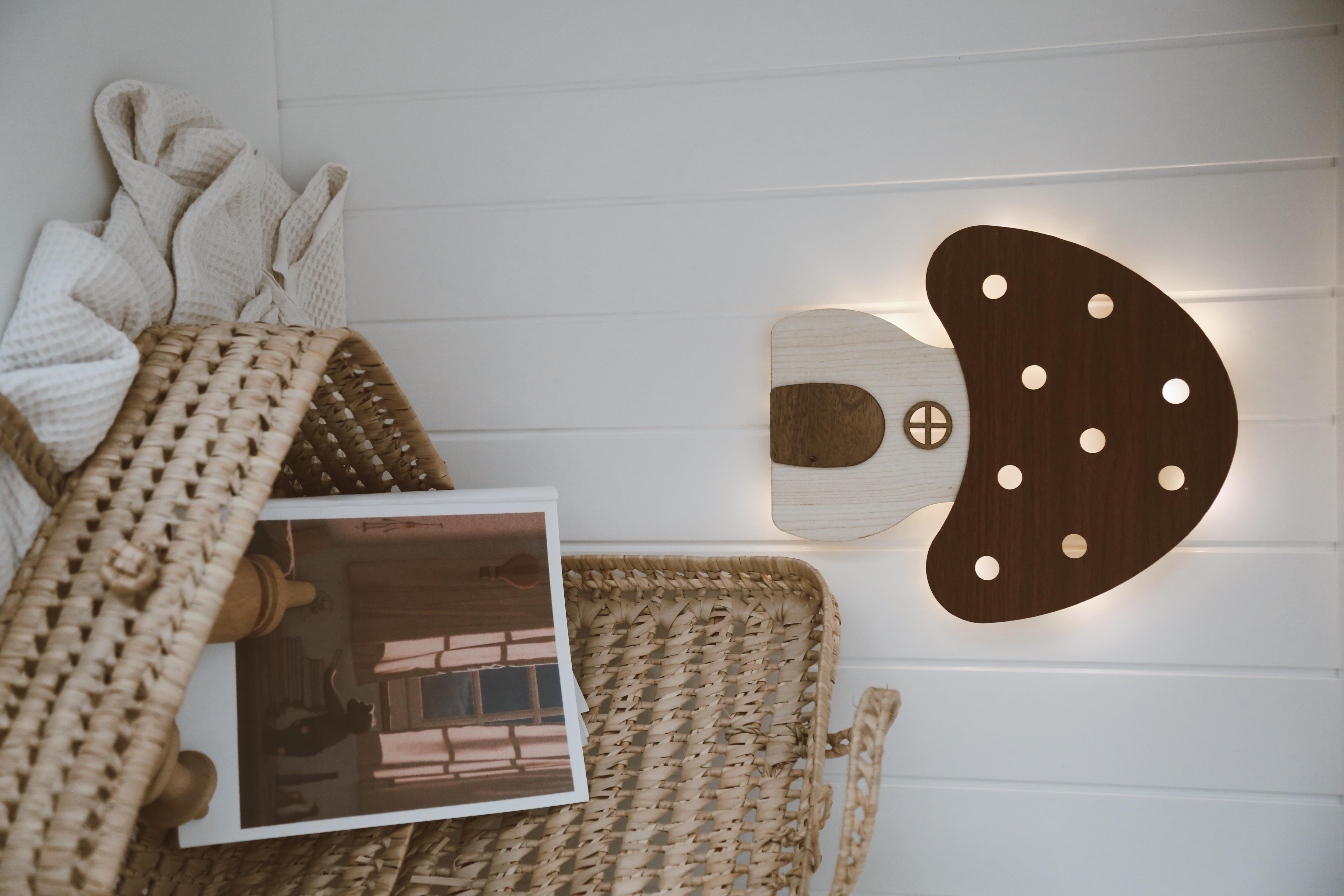 DERY BABY AHŞAP MANTAR GECE LAMBASI/ÇOCUK ODASI AKSESUARI  