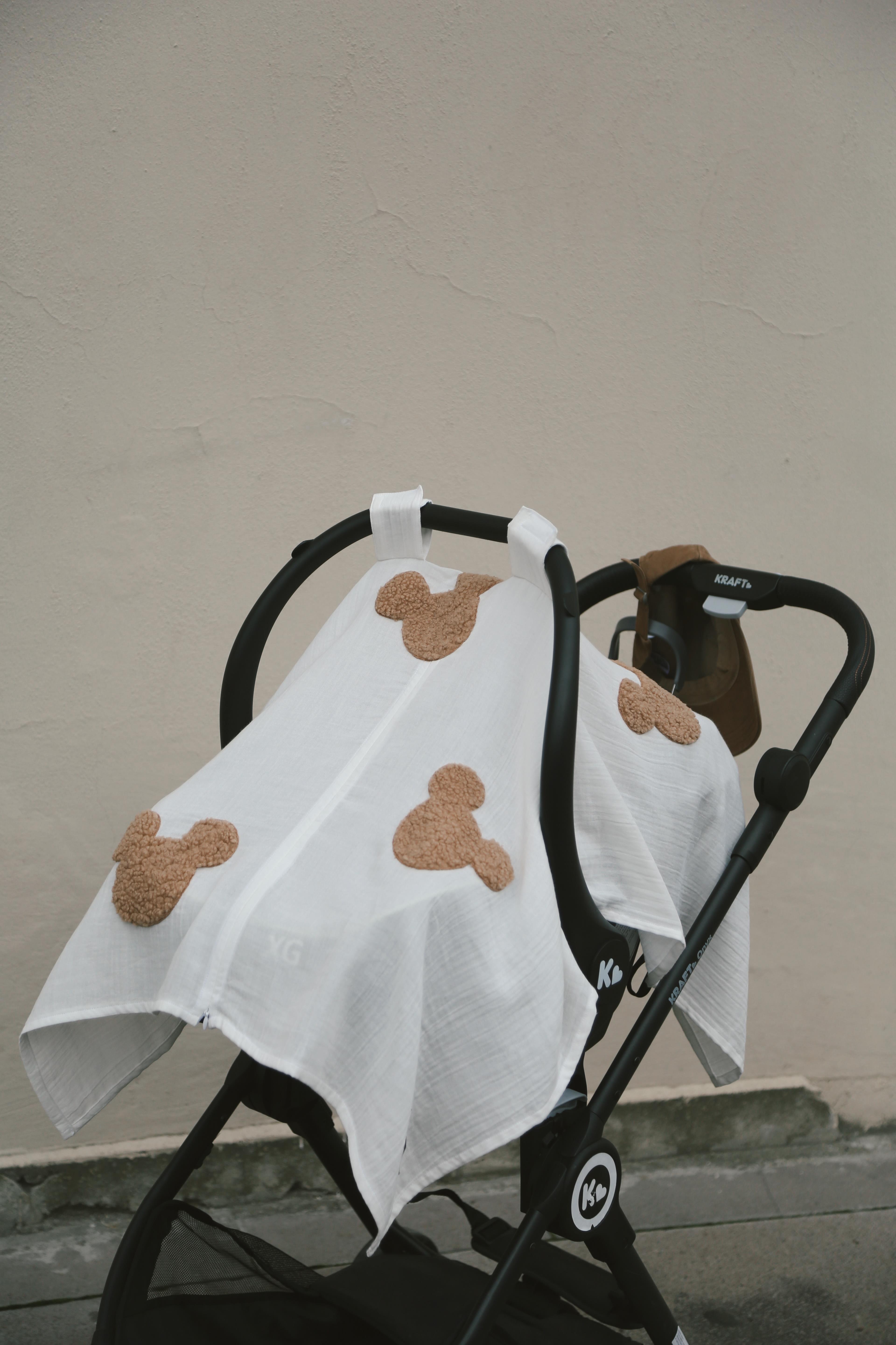 Teddy Souris Fermuarlı 2 Kat Müslin Puset Örtüsü 