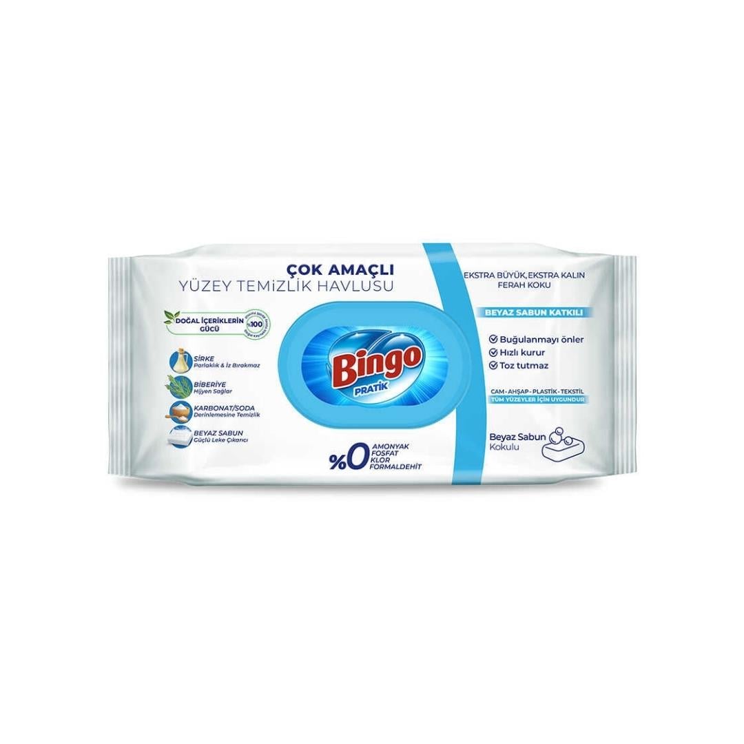 BİNGO YÜZEY TEMİZLEME MENDİLİ BEYAZ SABUN