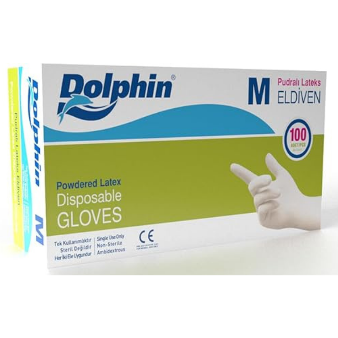 Dolphin Latex Eldiven M Orta Boy 100pcs