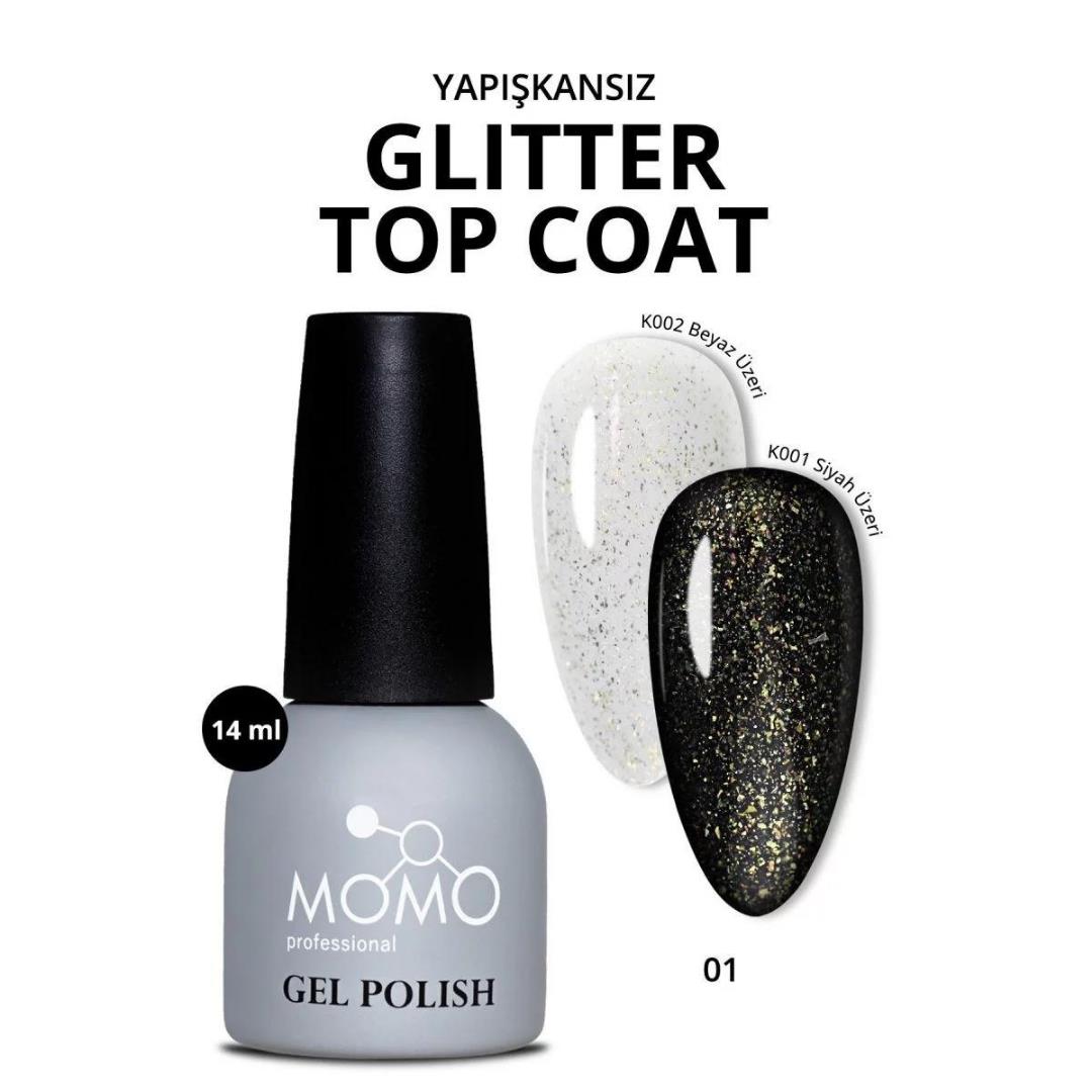 MOMO GLITTER TOP COAT NO-WIPE GT01 14ml.