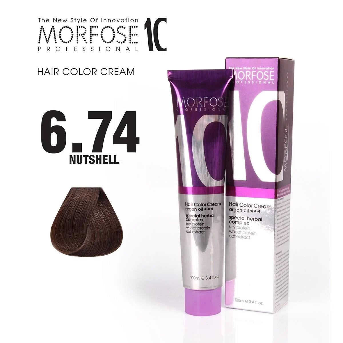 Morfose 10 Saç Boyası 6.74 Fındık Kabuğu 100ml.