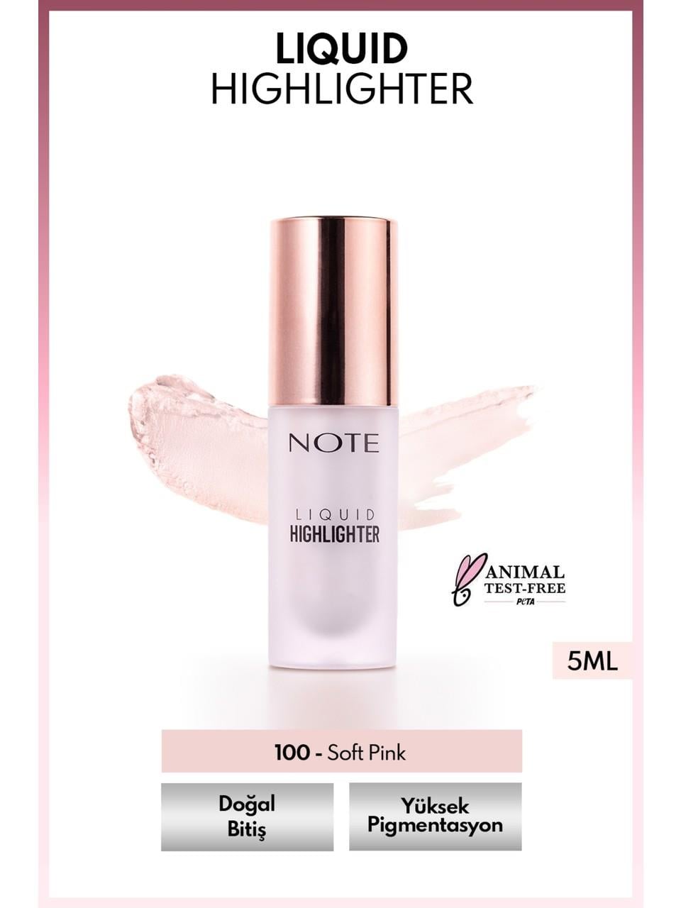 Note Liquid Highlighter 5ml. 100 Soft Pink