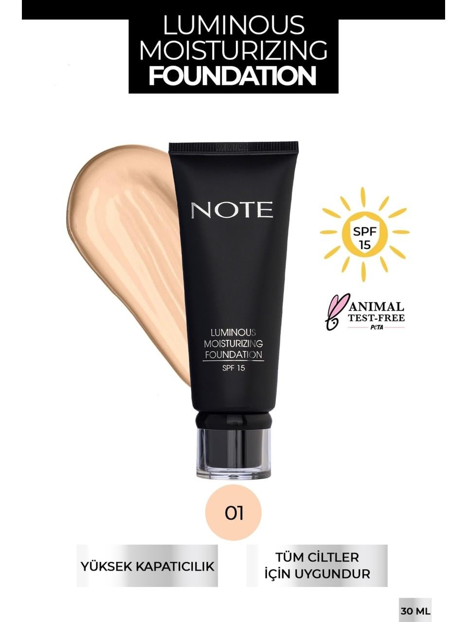 Note Luminous Moisturizing Foundation 01