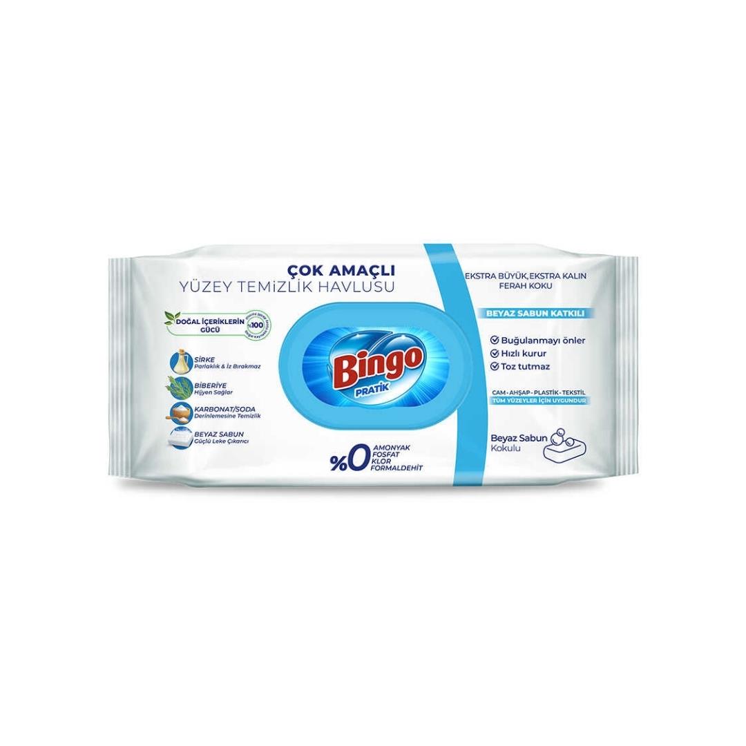 BİNGO YÜZEY TEMİZLEME MENDİLİ BEYAZ SABUN